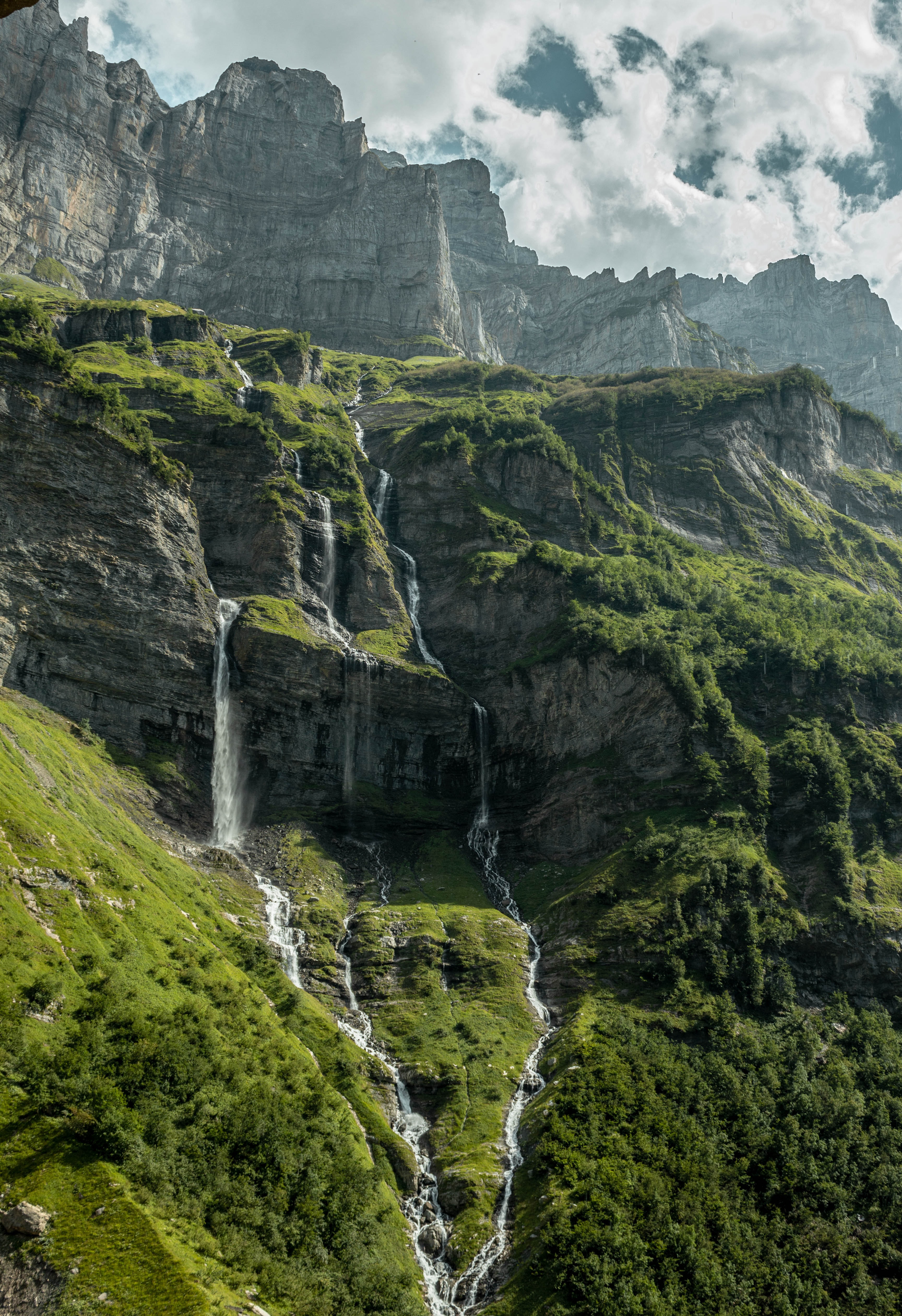 nature, trees, rock, waterfall, slope images