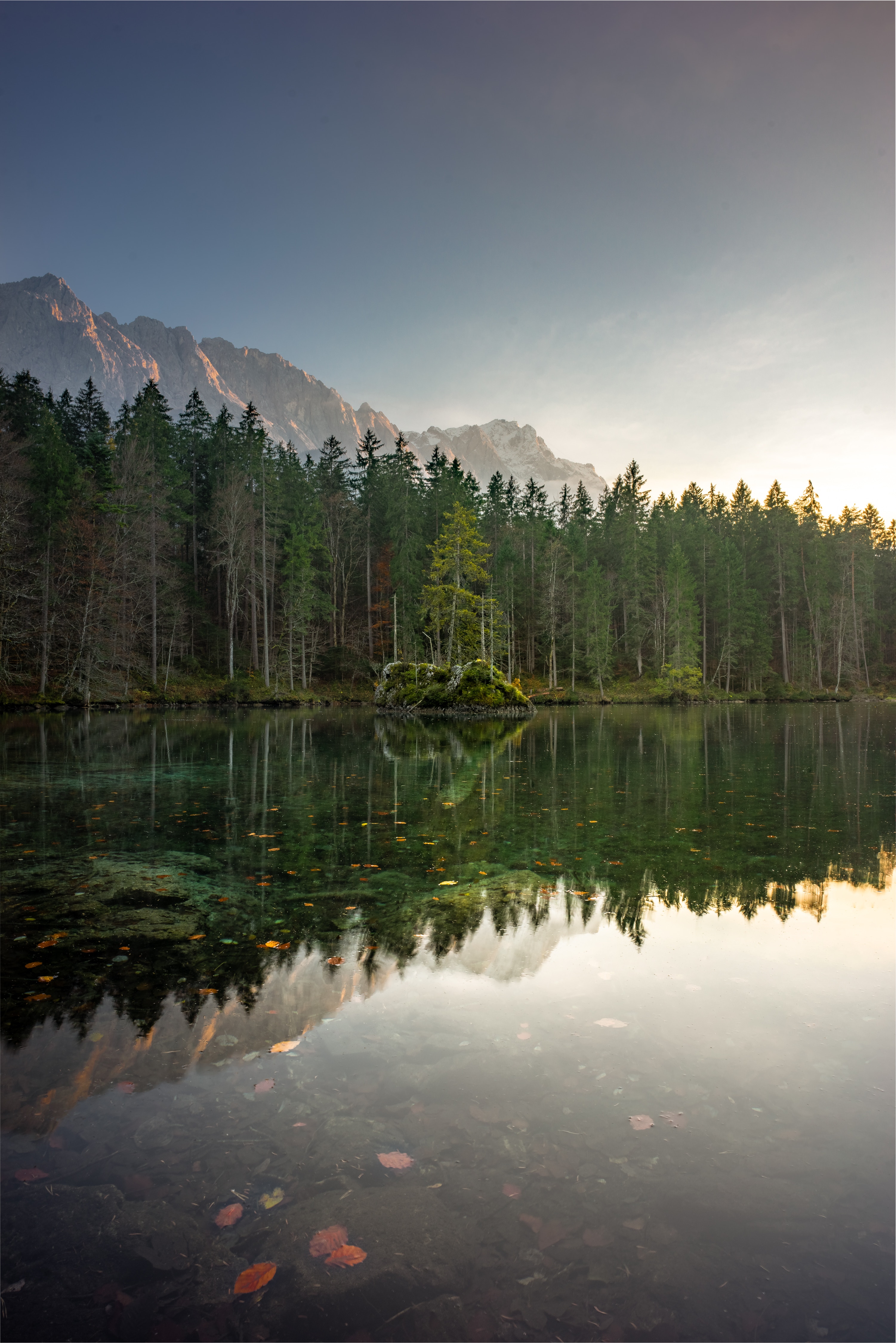 vertex, lake, trees, mountains, nature, sky, tops iphone wallpaper