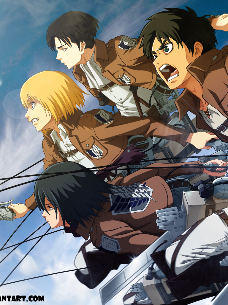 Baixar papel de parede para celular de Anime, Armin Arlert, Eren Yeager, Mikasa Ackerman, Ataque Dos Titãs, Levi Ackerman gratuito.