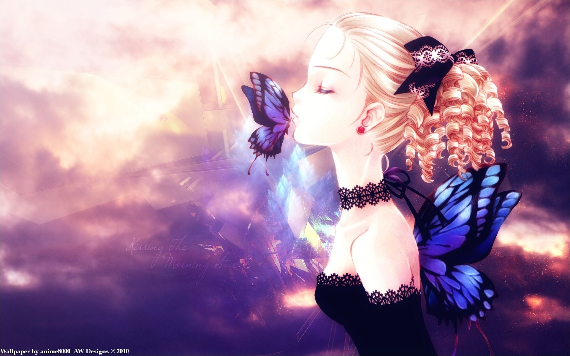 Laden Sie das Schmetterlinge, Flügel, Kuss, Fee, Original, Blondinen, Animes-Bild kostenlos auf Ihren PC-Desktop herunter