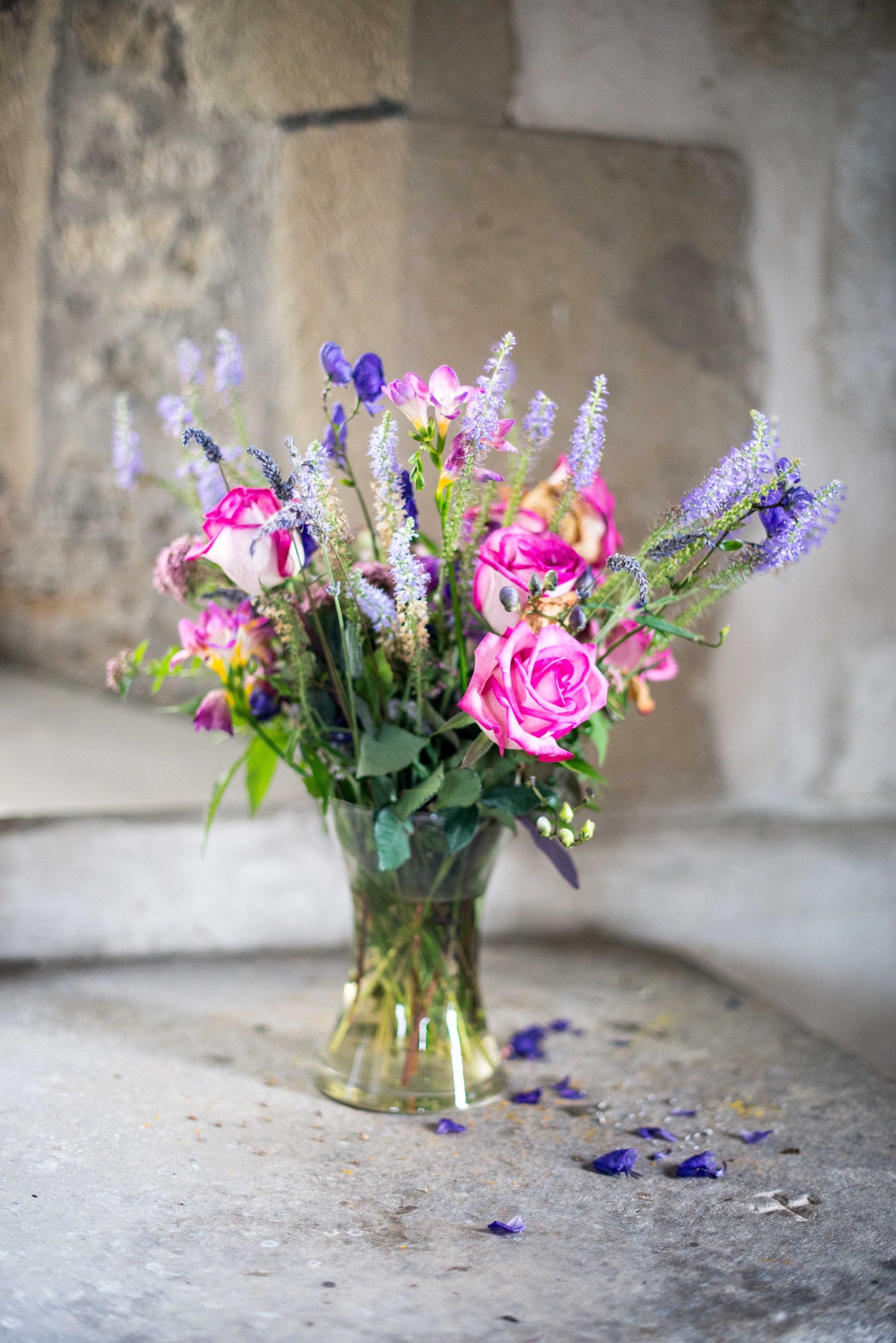 HD wallpaper rose flower, lavender, flowers, rose, bouquet, vase