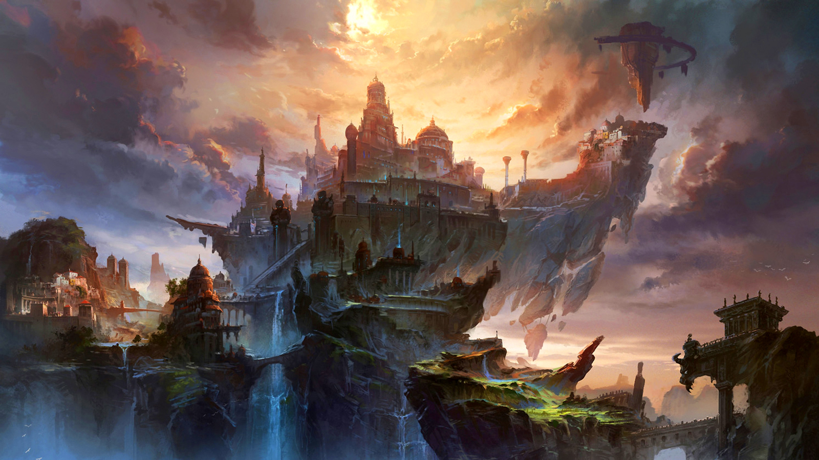 Download mobile wallpaper Fantasy, City, Cloud for free.