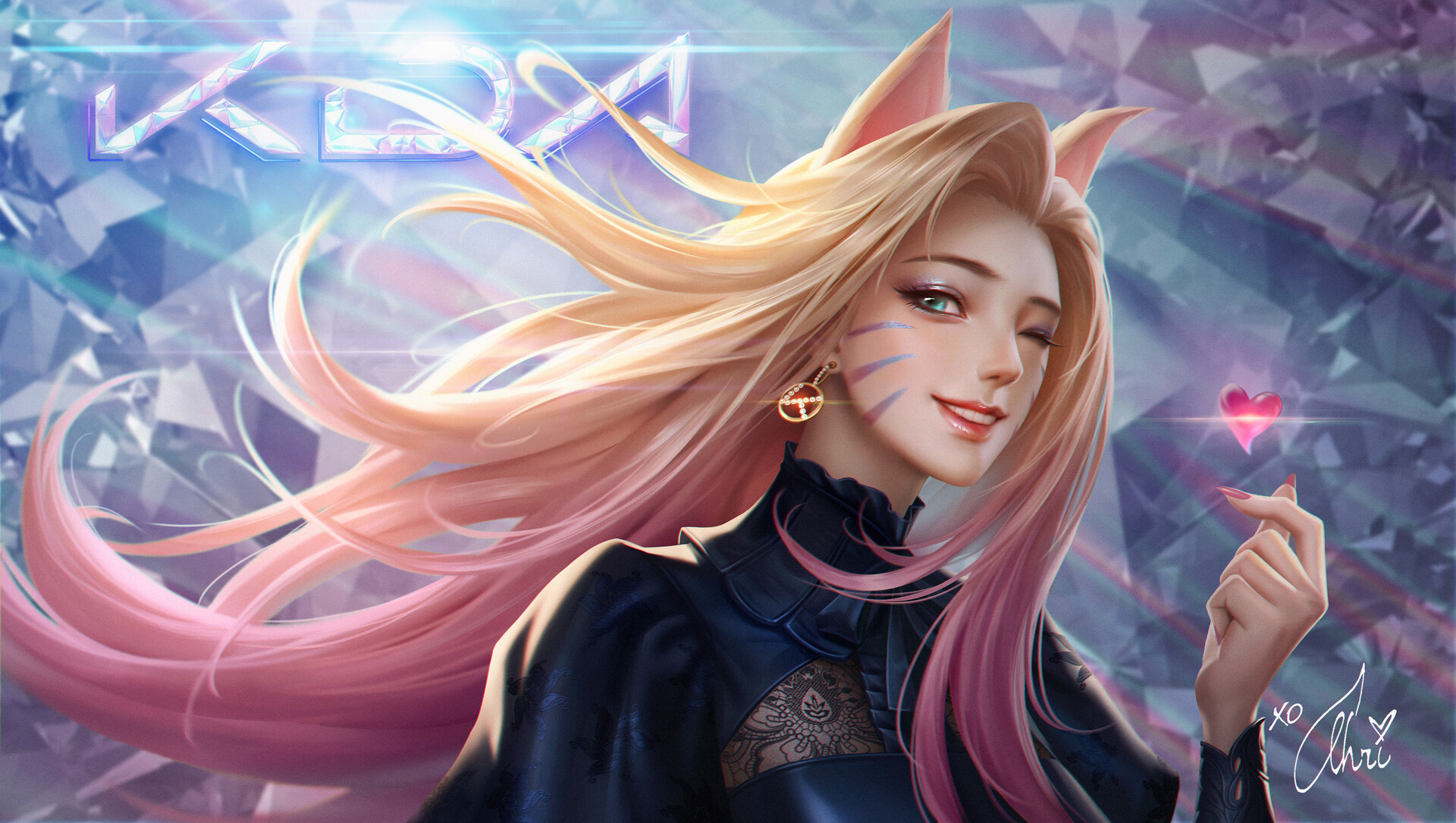 Download mobile wallpaper League Of Legends, Video Game, Animal Ears, Ahri (League Of Legends), K/da for free.