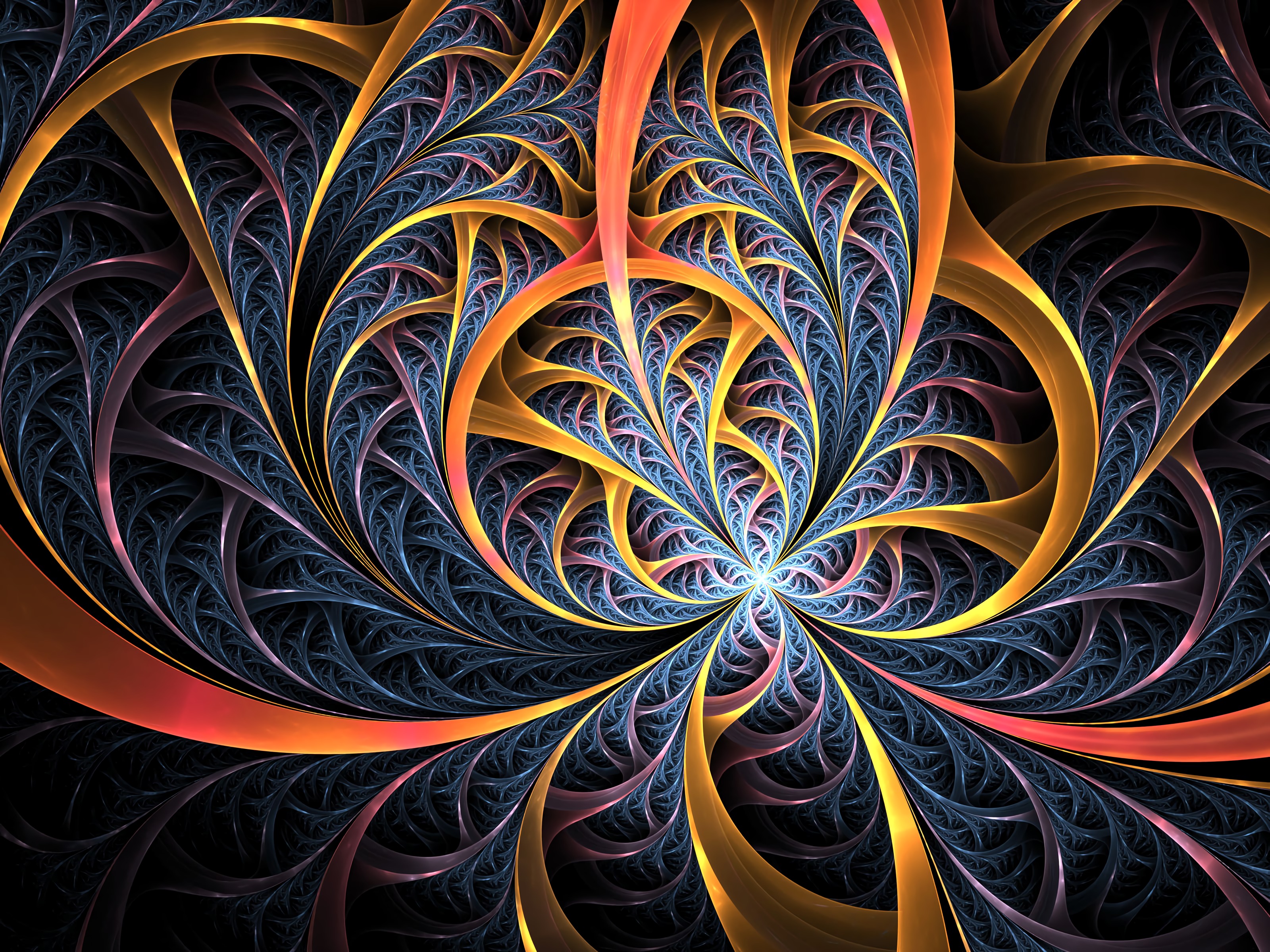 intricate, confused, abstract, fractal, lines, multicolored, motley 1080p