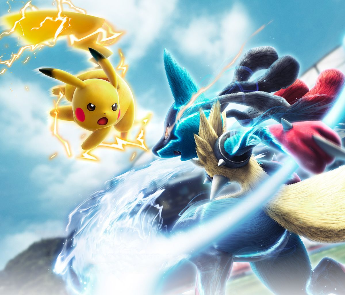 Download mobile wallpaper Pokémon, Pikachu, Video Game, Lucario (Pokémon), Mega Lucario (Pokémon), Pokken Tournament for free.