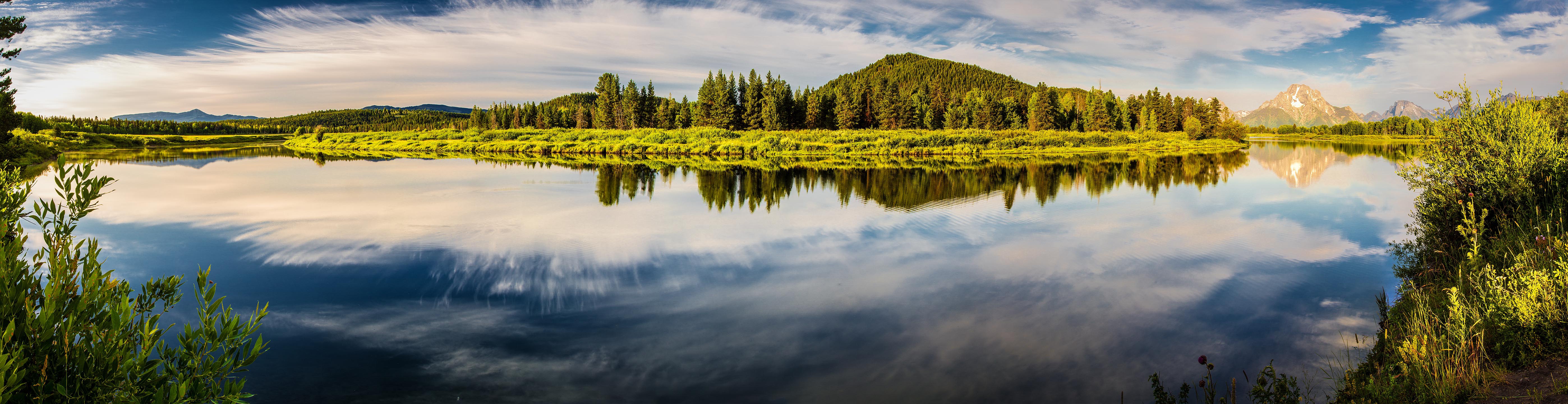 Скачать картинку Природа, Река, Отражение, Панорама, Ландшафт, Земля/природа в телефон бесплатно.