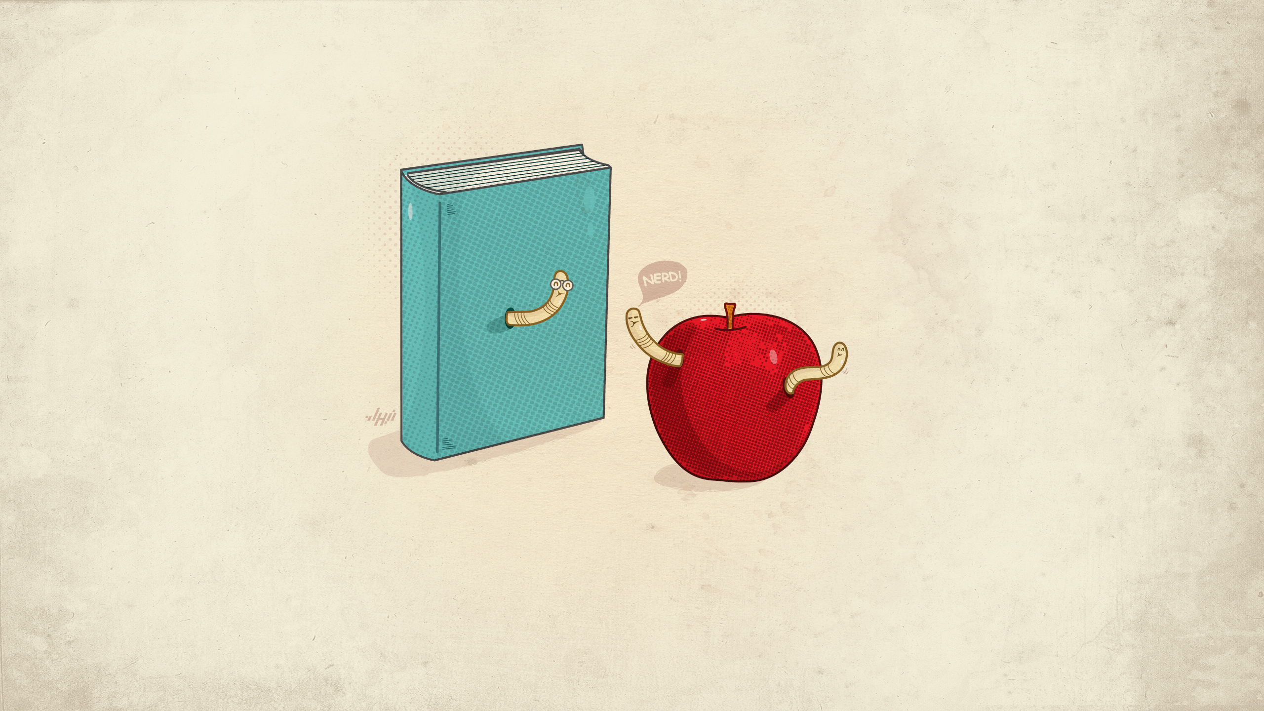 Full HD Wallpaper funny, books, apples, pictures, yellow