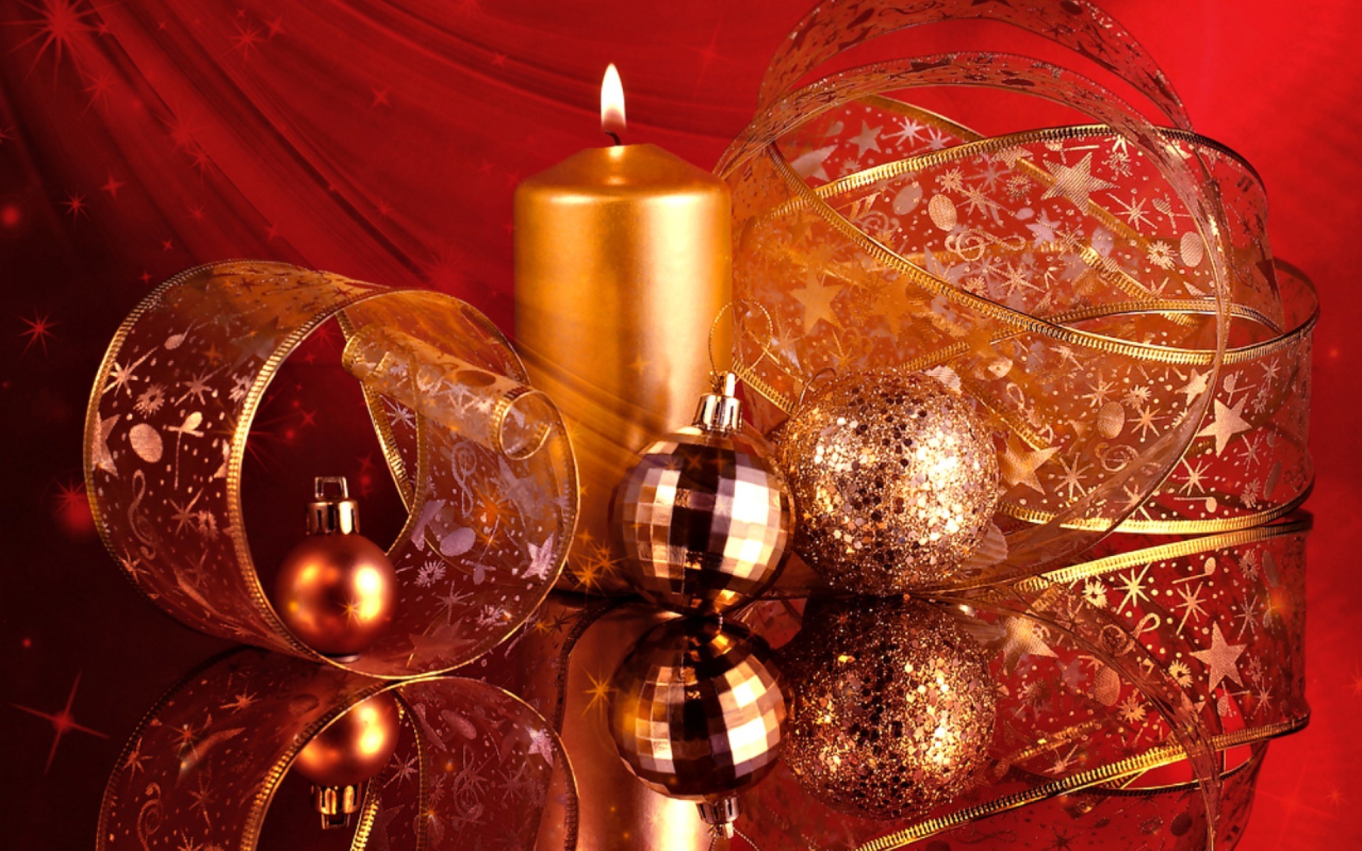 Free download wallpaper Christmas, Holiday, Candle, Ribbon, Christmas Ornaments on your PC desktop