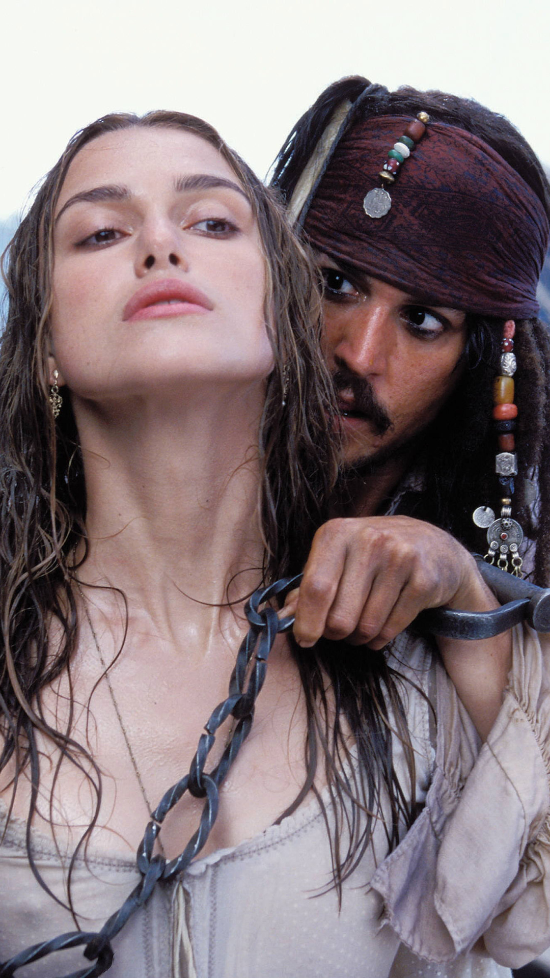 Download mobile wallpaper Pirates Of The Caribbean, Johnny Depp, Movie, Elizabeth Swann, Jack Sparrow, Keira Knightley, Pirates Of The Caribbean: The Curse Of The Black Pearl for free.