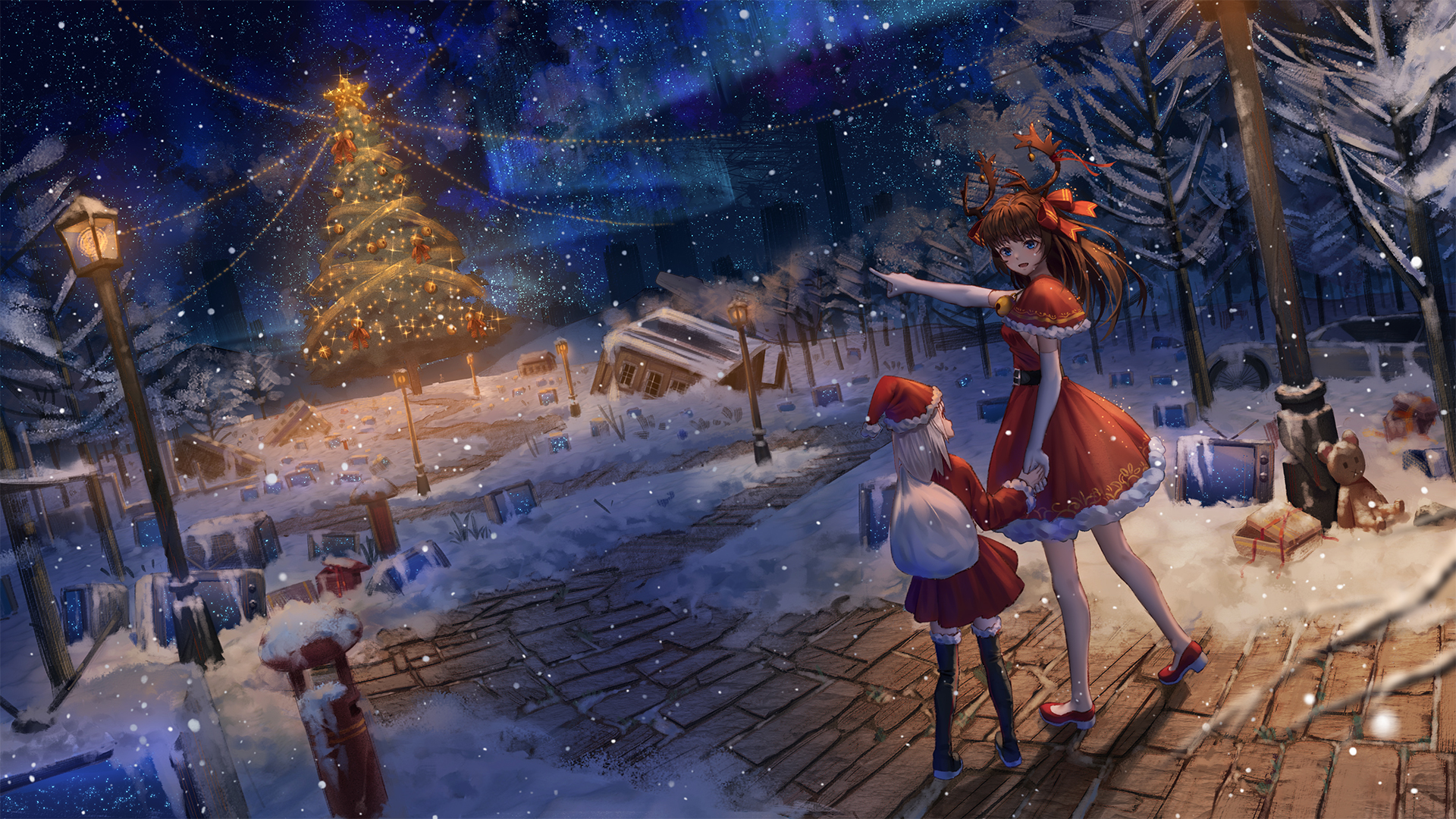 Baixe gratuitamente a imagem Anime, Natal, Árvore De Natal, Enfeites De Natal, Luzes De Natal na área de trabalho do seu PC
