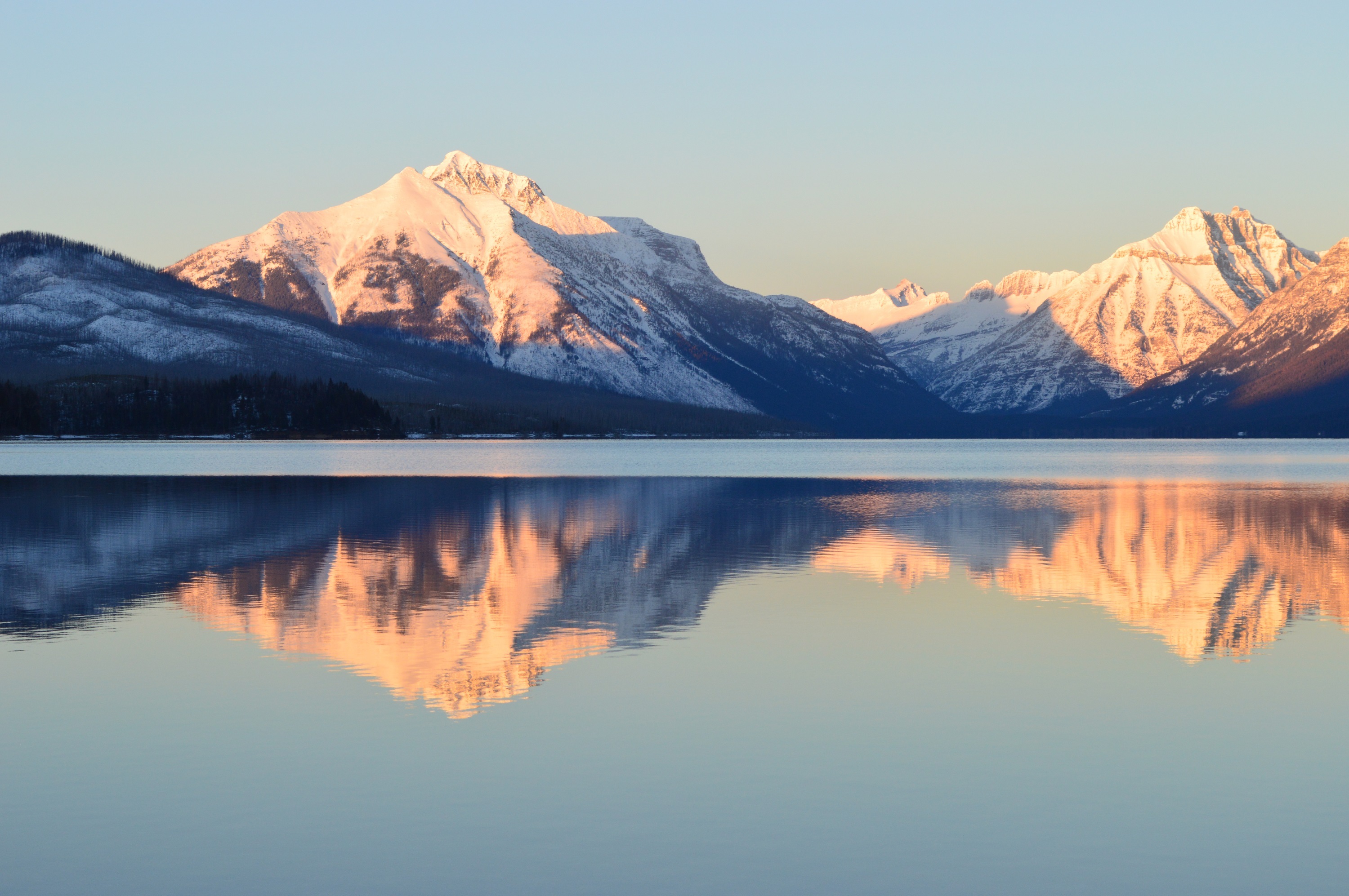 Téléchargez gratuitement l'image Hiver, Montagne, Etats Unis, Montana, Parc National Des Glaciers, La Nature, Terre/nature, Réflection, Lac Mcdonald sur le bureau de votre PC