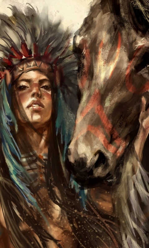 Download mobile wallpaper Artistic, Horse, Native American for free.