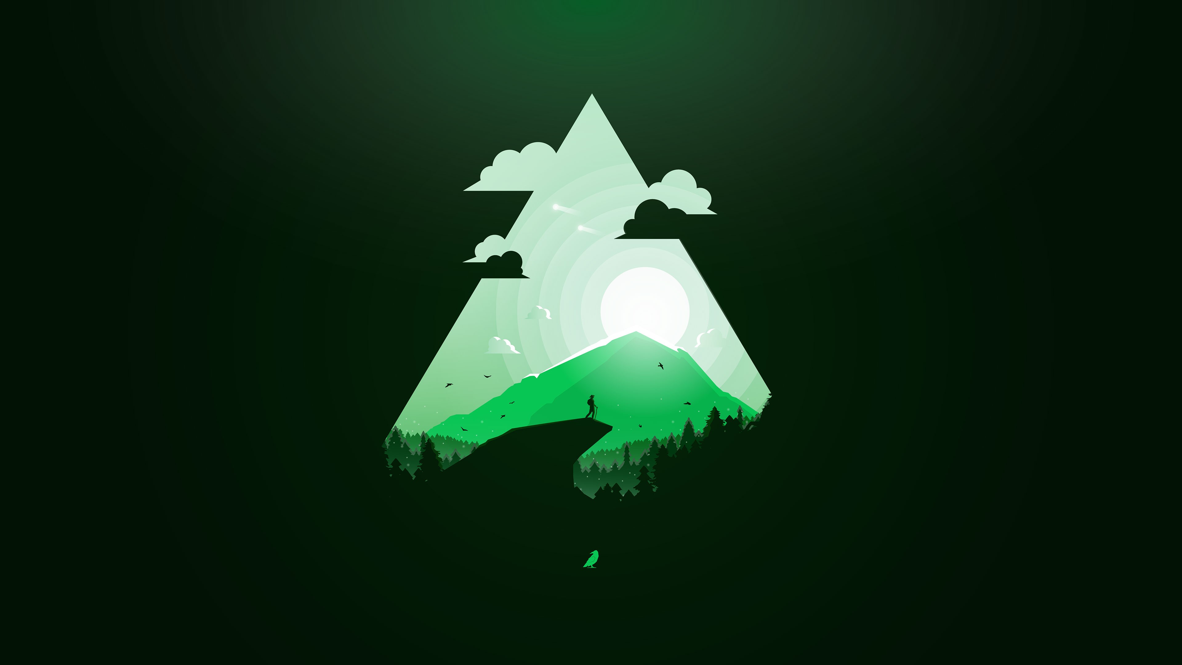 Free download wallpaper Landscape, Sun, Mountain, Artistic, Triangle on your PC desktop