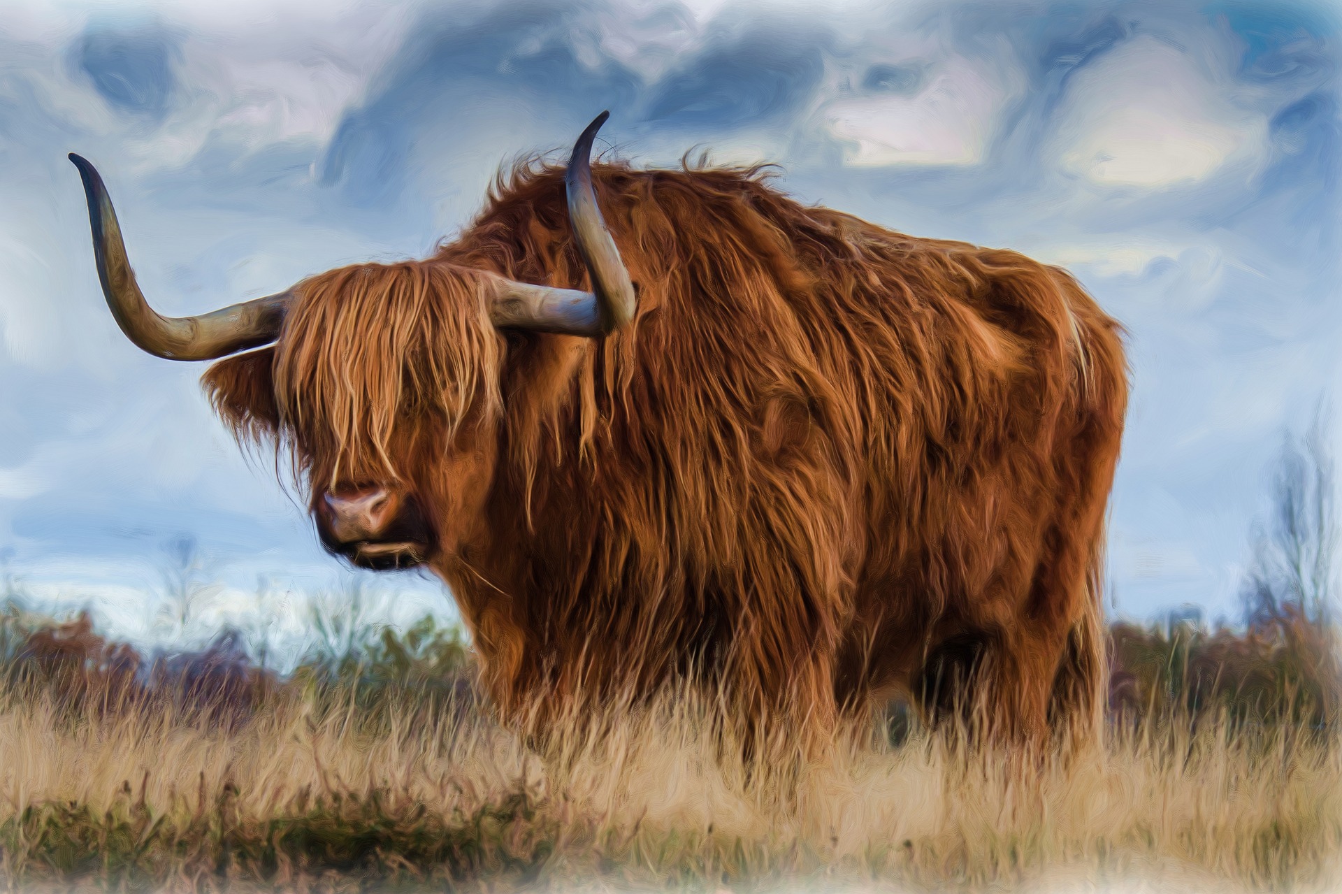 無料モバイル壁紙動物, 牛, ペインティング, 油絵をダウンロードします。