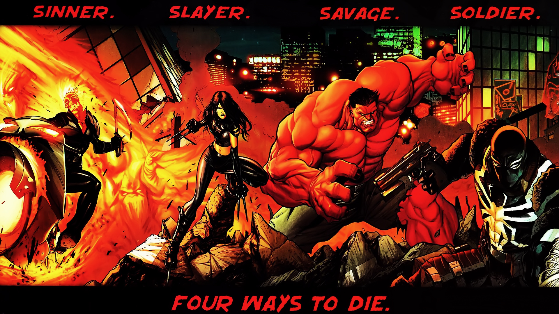 comics, marvel comics, ghost rider, red hulk, x 23