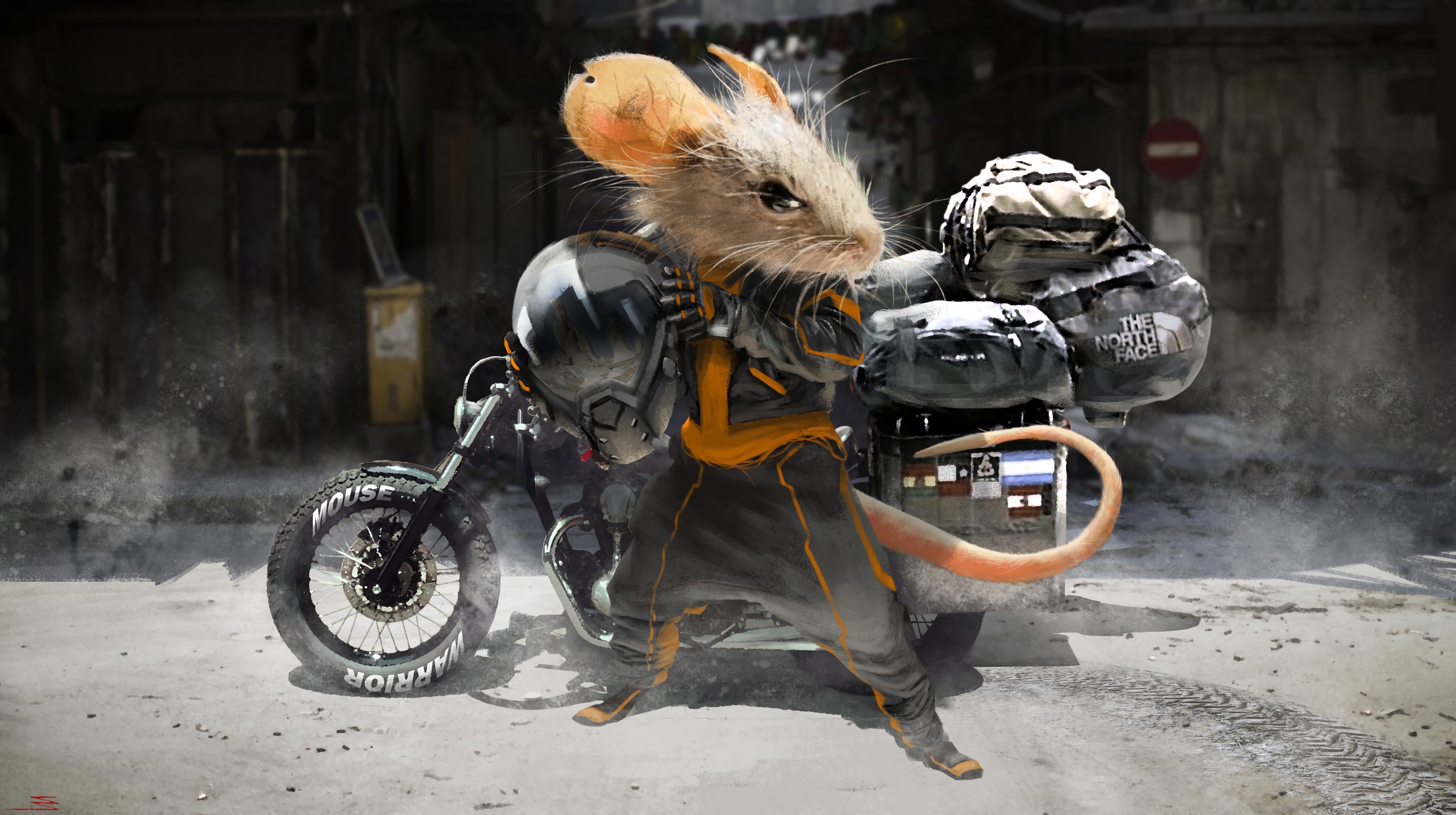 93088 descargar imagen motociclista, arte, casco, motocicleta, ratón: fondos de pantalla y protectores de pantalla gratis