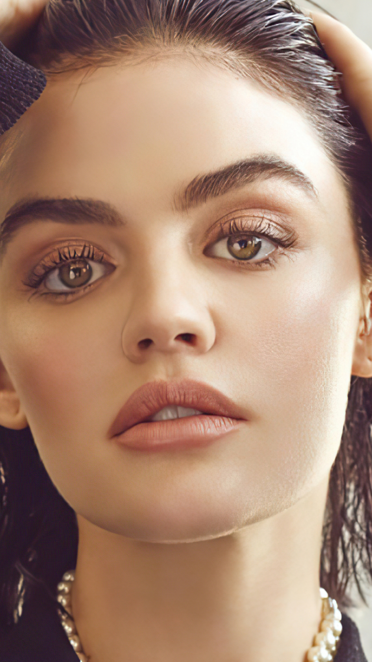 Download mobile wallpaper Close Up, Face, Green Eyes, American, Celebrity, Actress, Stare, Lucy Hale for free.