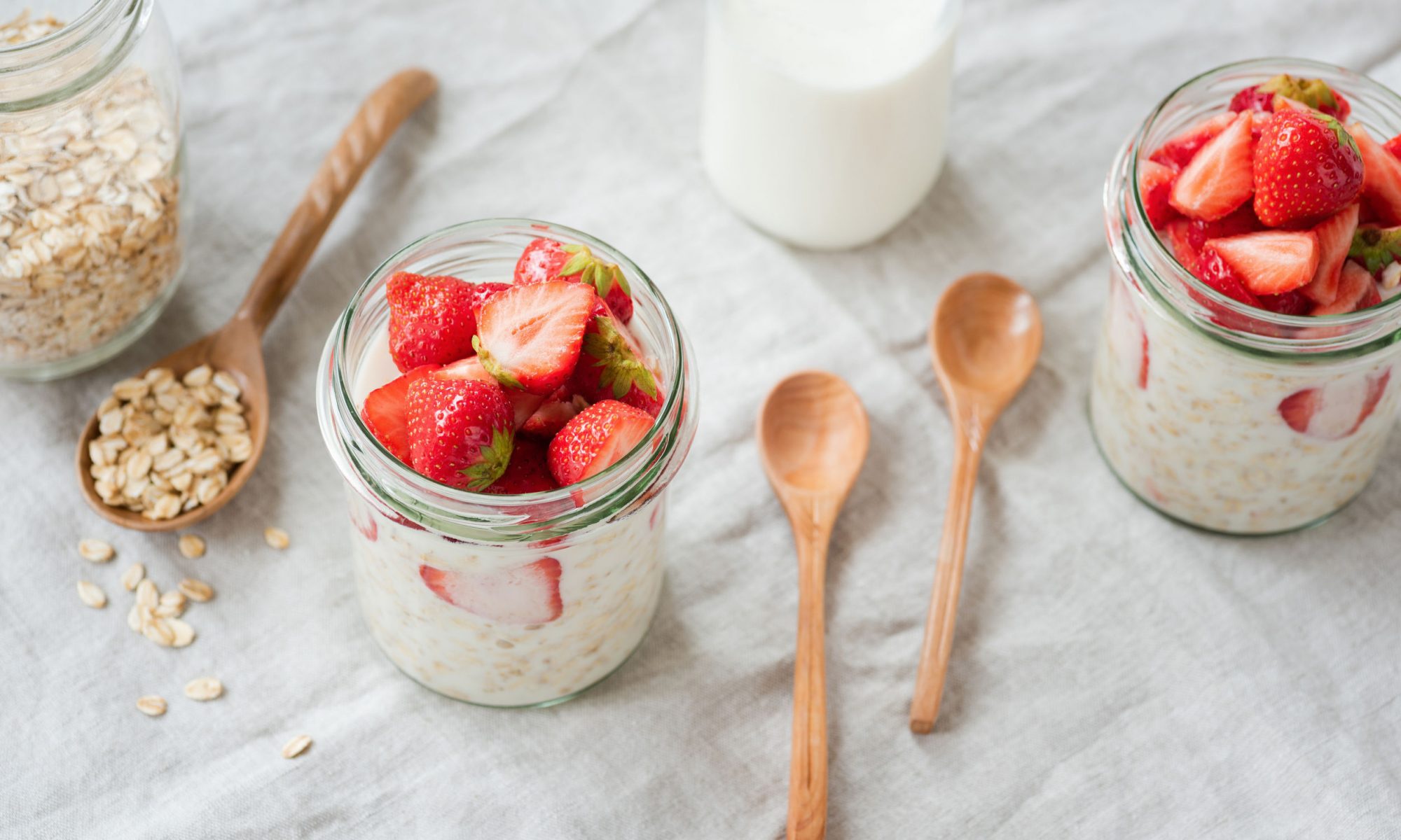 strawberry, food, breakfast, milk, oatmeal