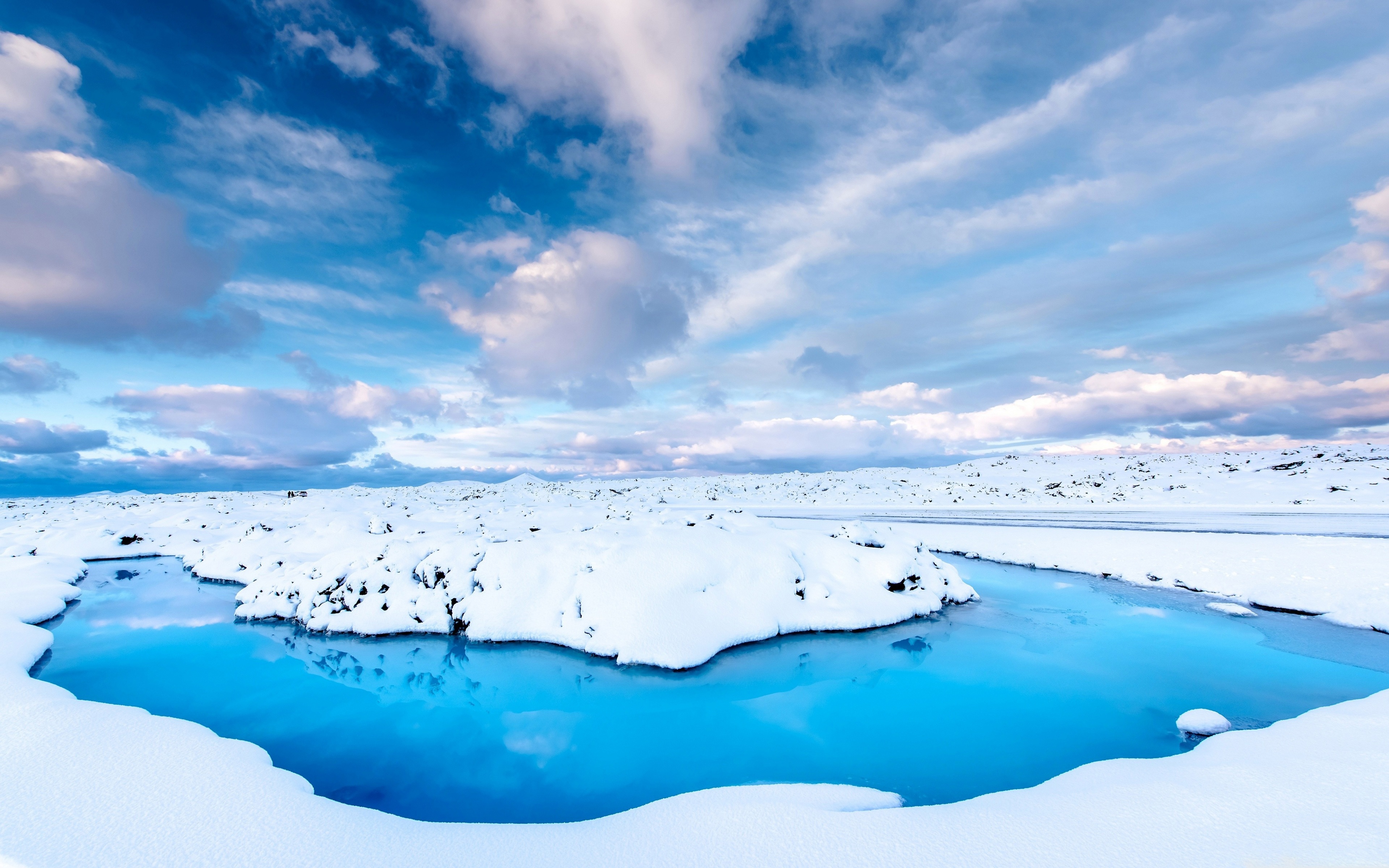 Download mobile wallpaper Winter, Nature, Sky, Snow, Earth, Cloud, River for free.