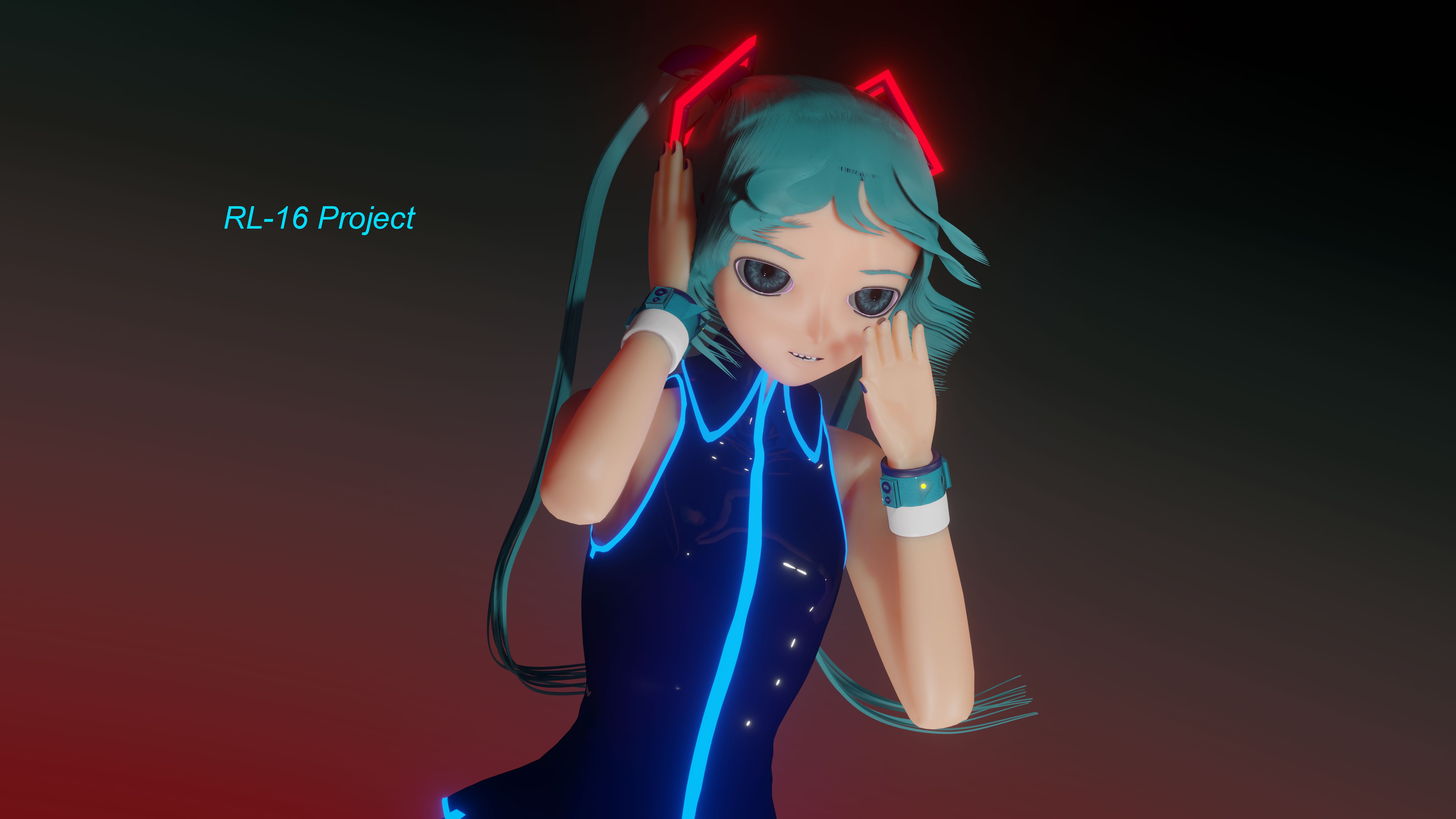 Handy-Wallpaper Vocaloid, Mixer, Blaue Augen, Hatsune Miku, Animes, Lange Haare, Blender 3D kostenlos herunterladen.