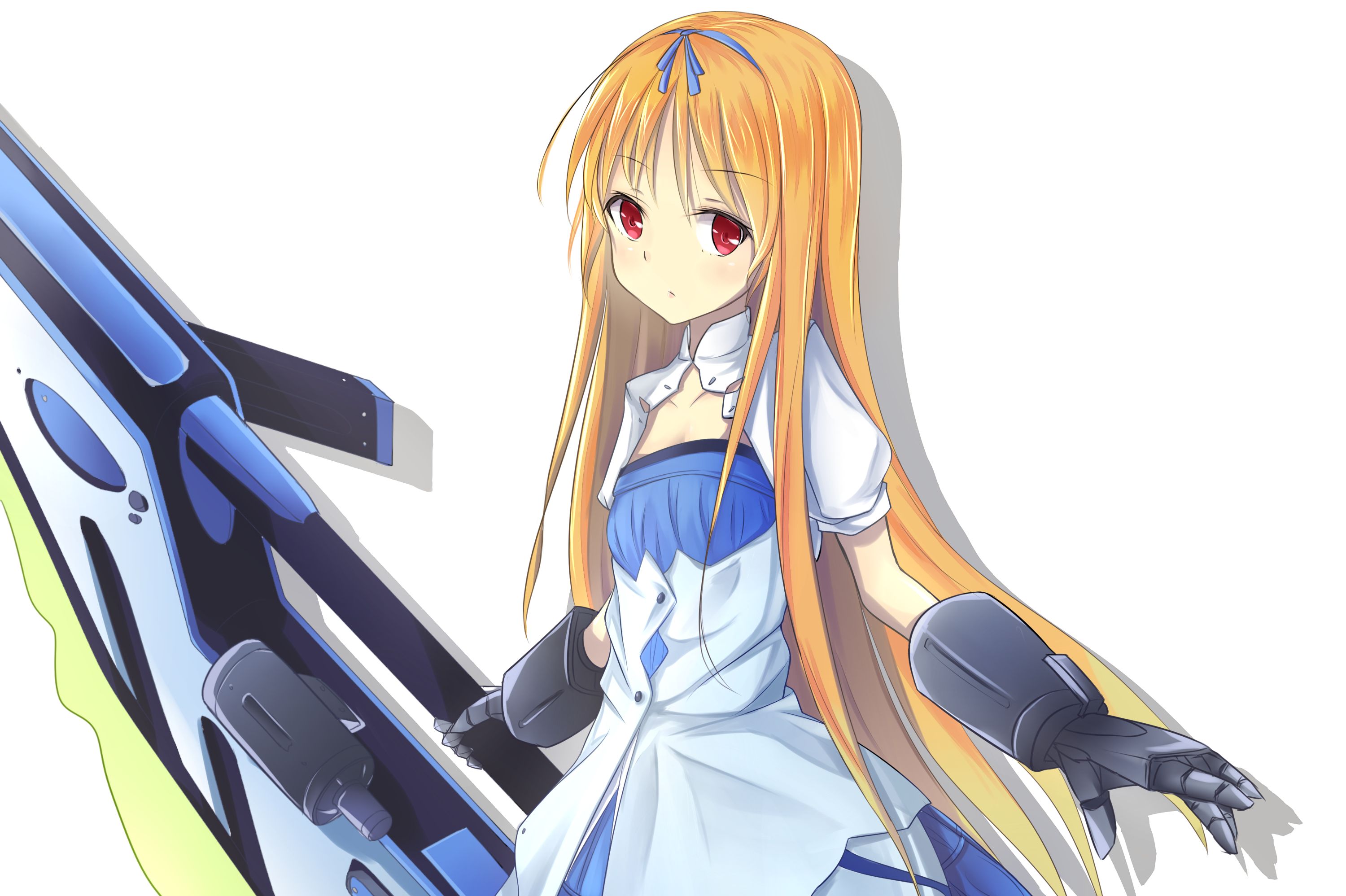 Free download wallpaper Anime, Blonde, Sword, Original, Red Eyes, Long Hair on your PC desktop