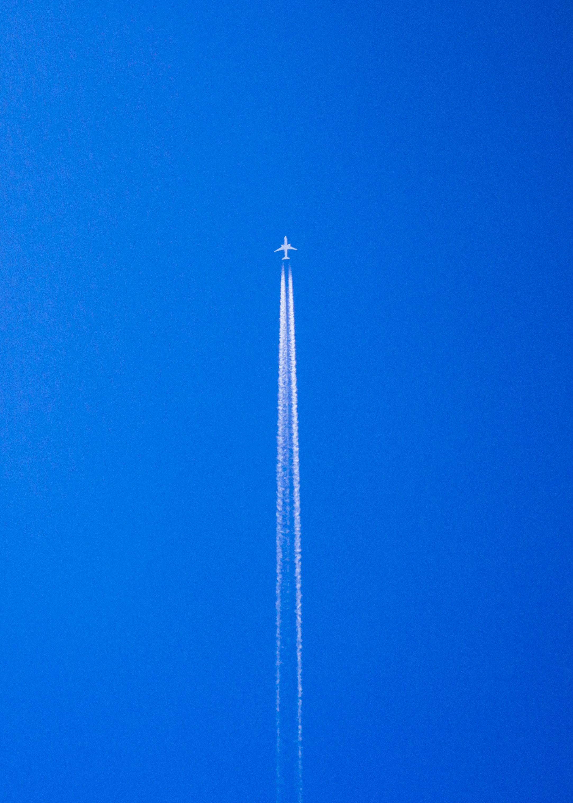 Download mobile wallpaper Sky, Smoke, Airplane, Plane, Minimalism for free.