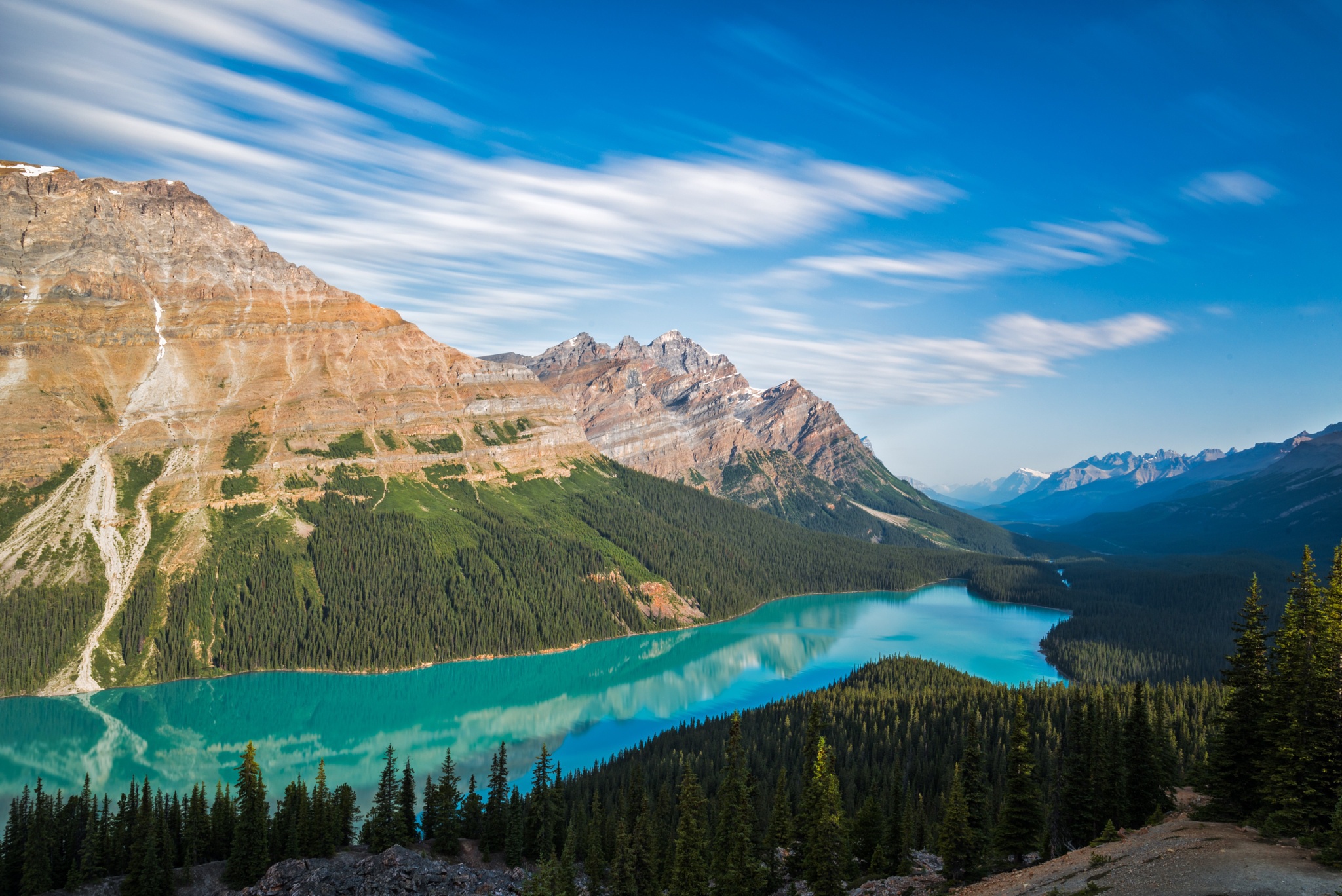 Laden Sie das Landschaft, Seen, See, Kanada, Wald, Gebirge, Panorama, Erde/natur, Peyto See-Bild kostenlos auf Ihren PC-Desktop herunter
