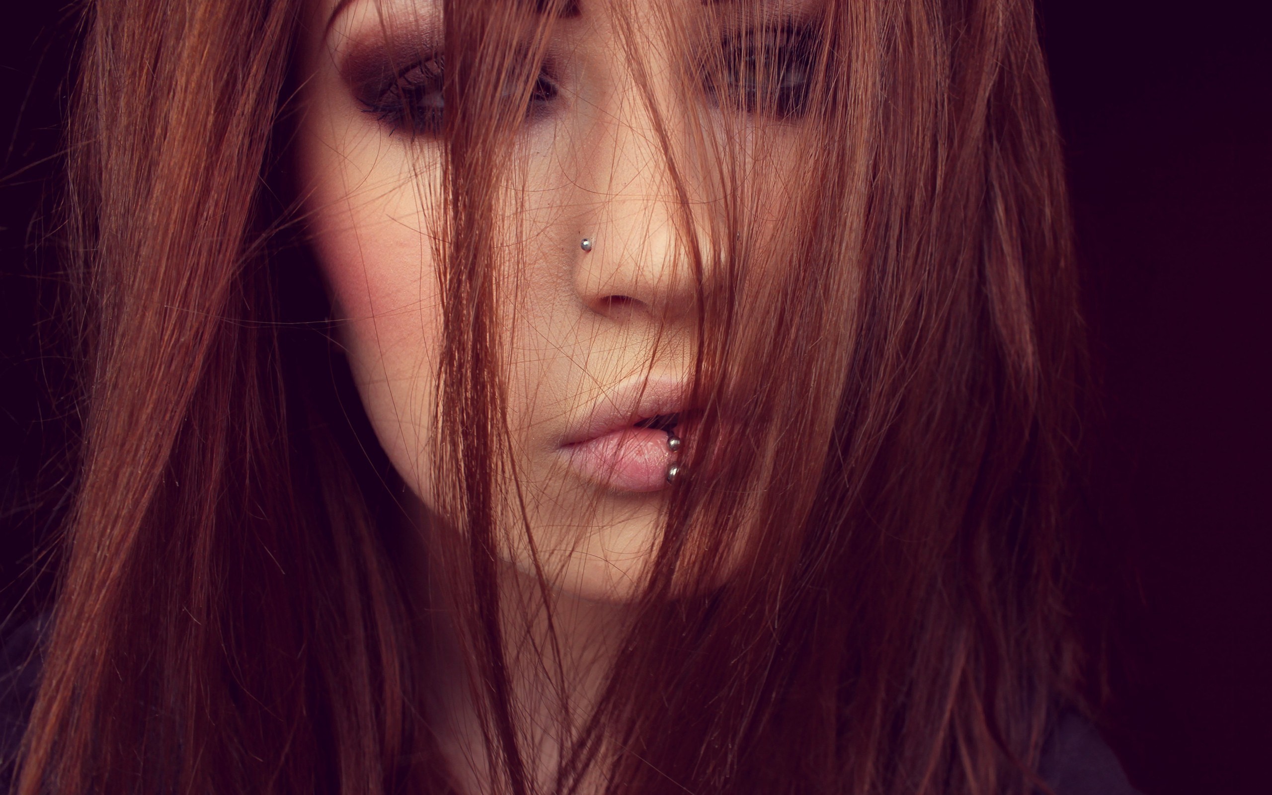 Download mobile wallpaper Redhead, Hair, Face, Women, Piercing for free.