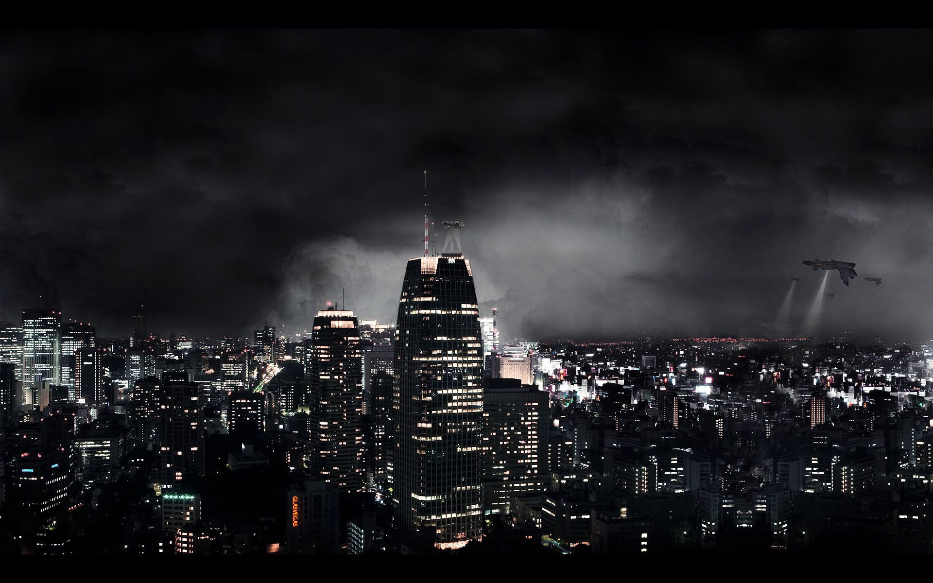 81712 завантажити картинку міста, ніч, хмарочоси, фантастика, це неймовірно, темне місто - шпалери і заставки безкоштовно