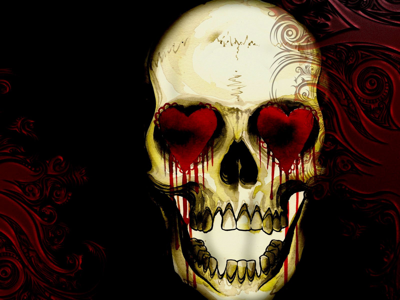Download mobile wallpaper Dark, Heart, Skull for free.