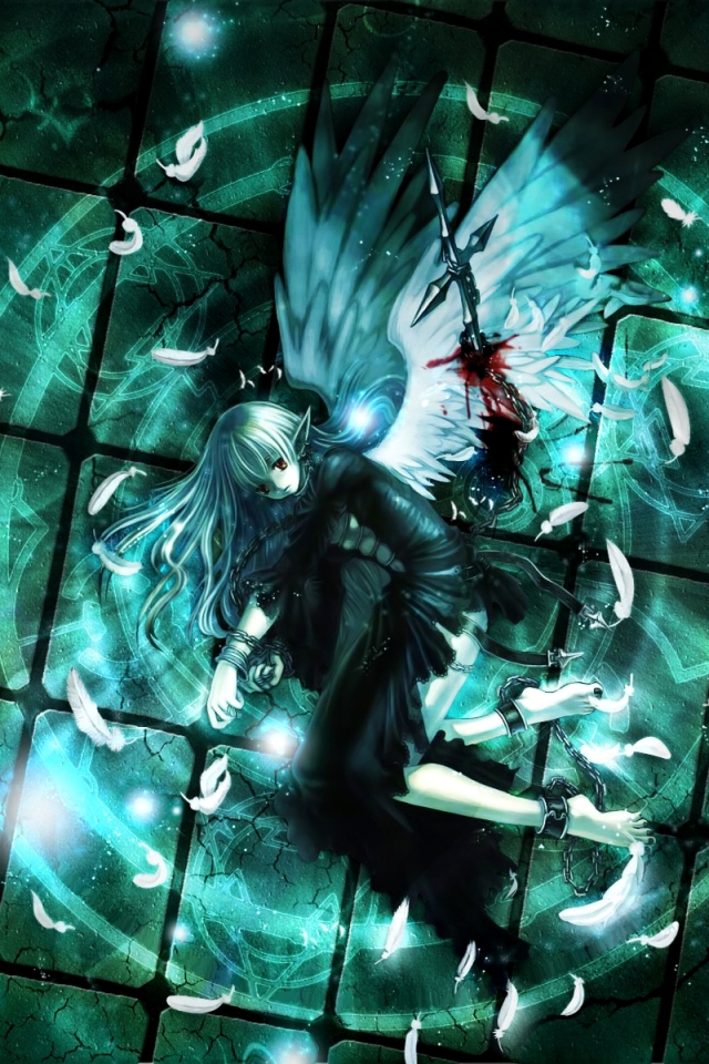 Download mobile wallpaper Anime, Feather, Wings, Angel, White Hair, Fallen Angel for free.