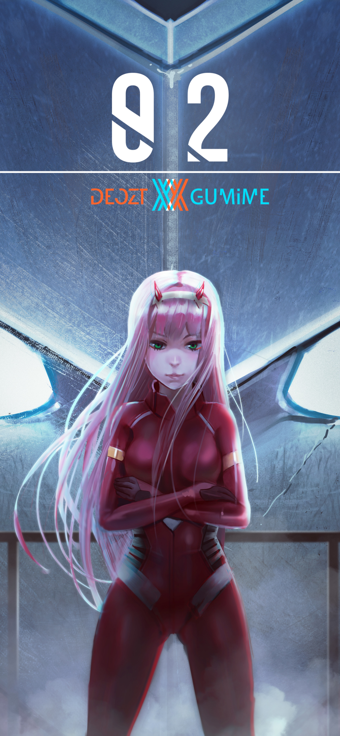 Download mobile wallpaper Anime, Robot, Horns, Uniform, Green Eyes, Pink Hair, Long Hair, Darling In The Franxx, Zero Two (Darling In The Franxx) for free.