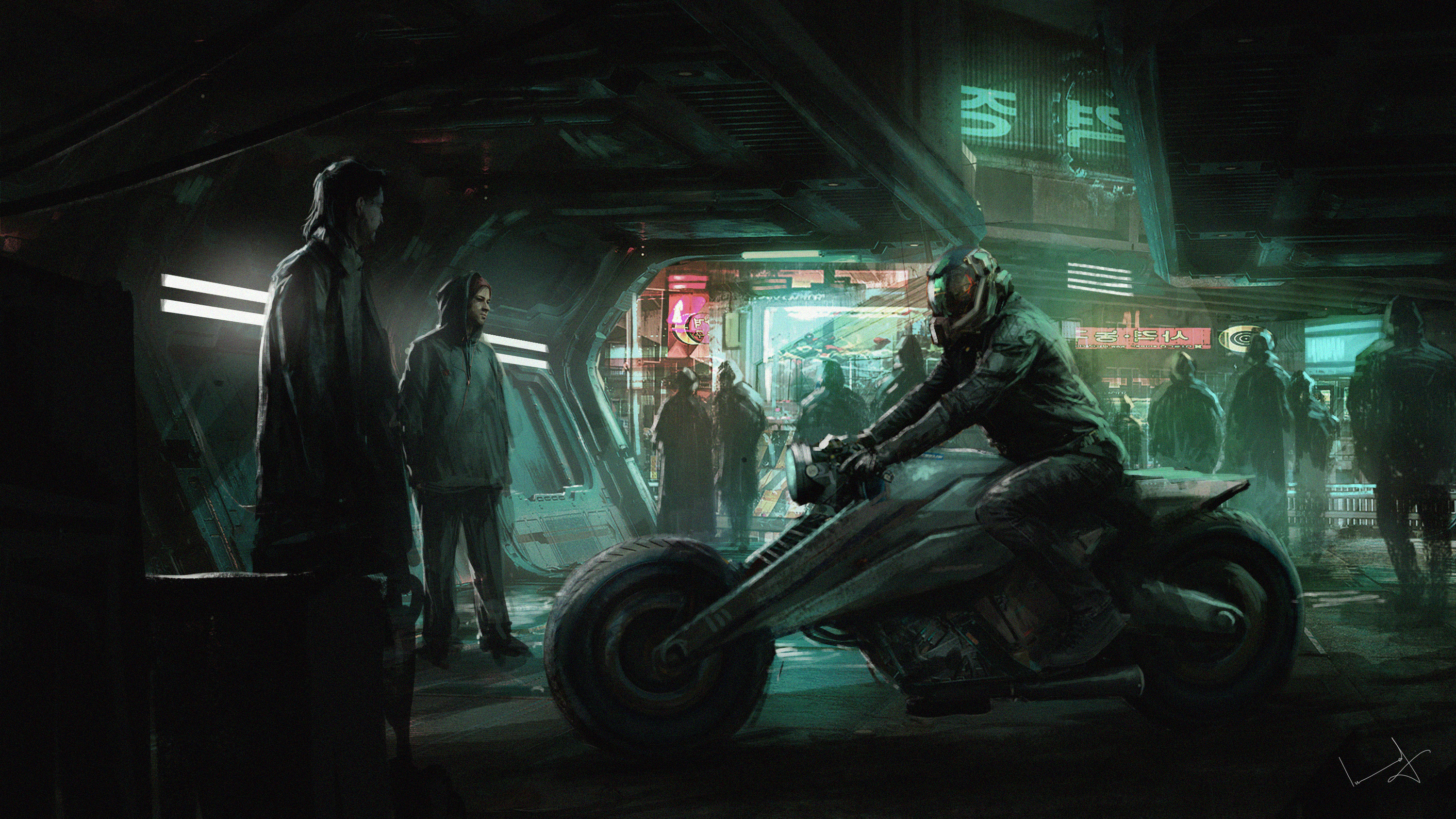 Download mobile wallpaper Cyberpunk, Motorcycle, Sci Fi for free.