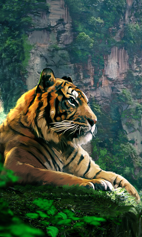 Descarga gratuita de fondo de pantalla para móvil de Animales, Gatos, Cascada, Tigre.