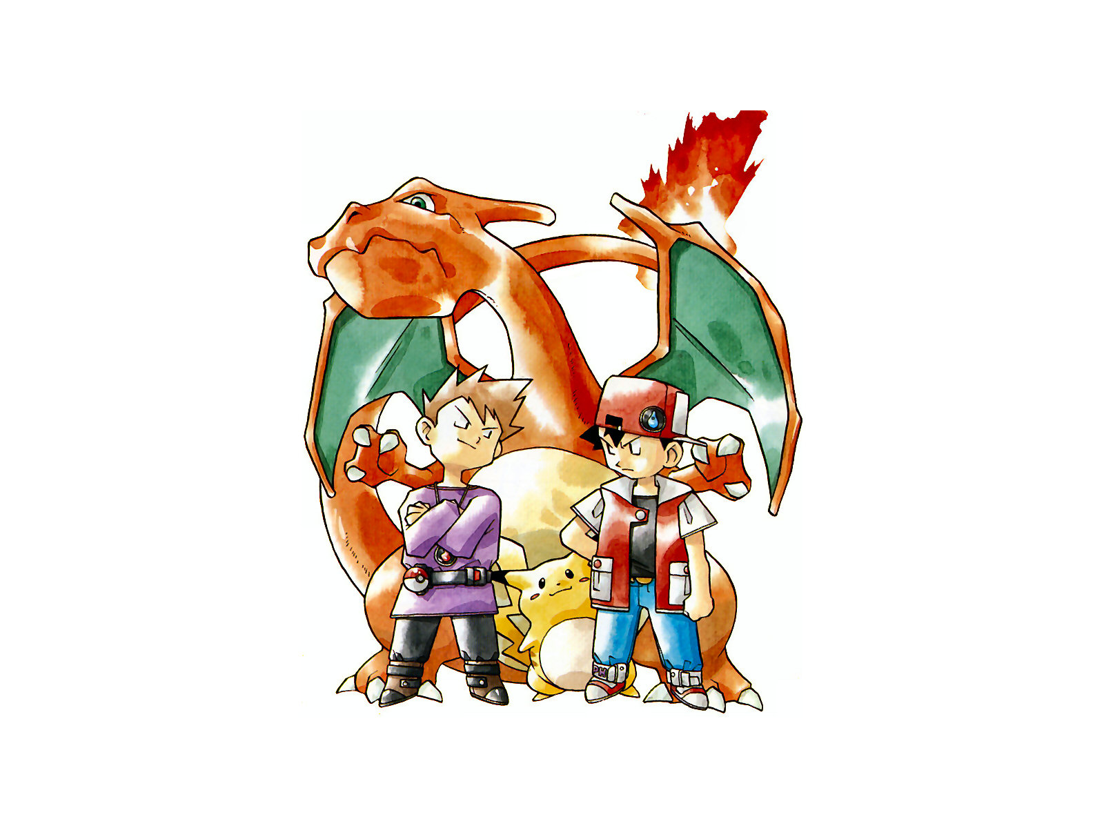 blue (pokémon), video game, pokemon: red and blue, charizard (pokémon), pikachu, red (pokémon), pokémon
