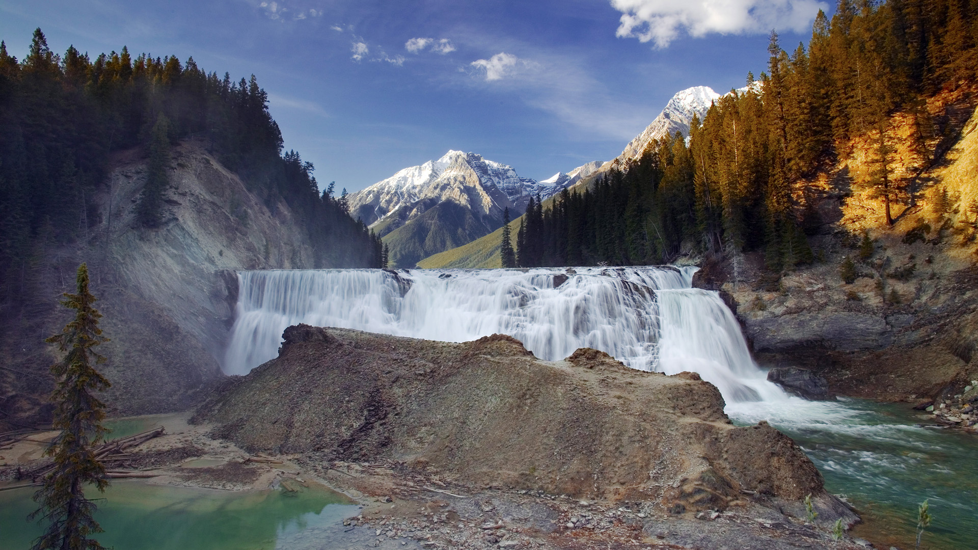 earth, waterfall, british columbia, canada, mountain, river, wapta falls, yoho national park, waterfalls