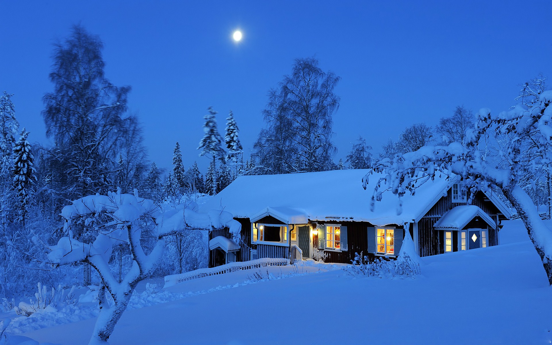 622417 Bild herunterladen winter, nacht, fotografie, schnee, hütte - Hintergrundbilder und Bildschirmschoner kostenlos
