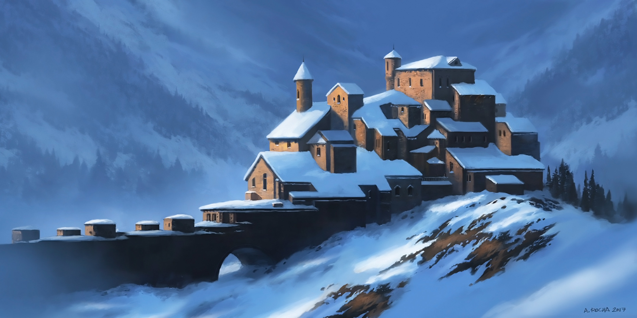 Baixe gratuitamente a imagem Fantasia, Neve, Cidade, Montanha, Casa, Construção na área de trabalho do seu PC