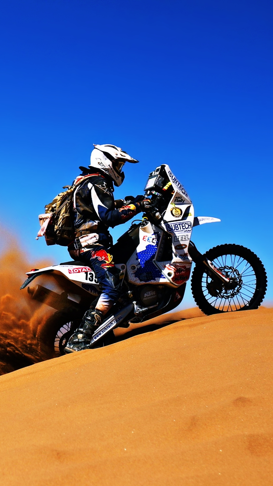 Descarga gratuita de fondo de pantalla para móvil de Carreras, Arena, Desierto, Bicicleta, Duna, África, Rally Dakar, Deporte, La Raza, Motocrós.