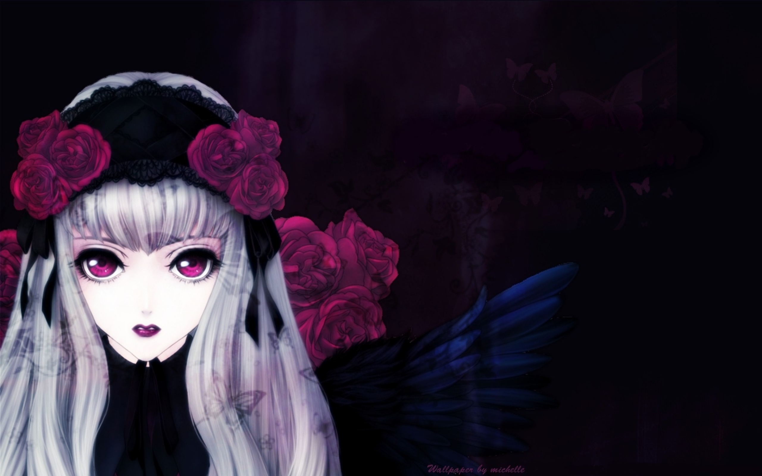 750678 Hintergrundbild herunterladen animes, rozen maiden, schwarz, blume, gotisch, rosa augen, lila, suigintou (rozen jungfrau) - Bildschirmschoner und Bilder kostenlos