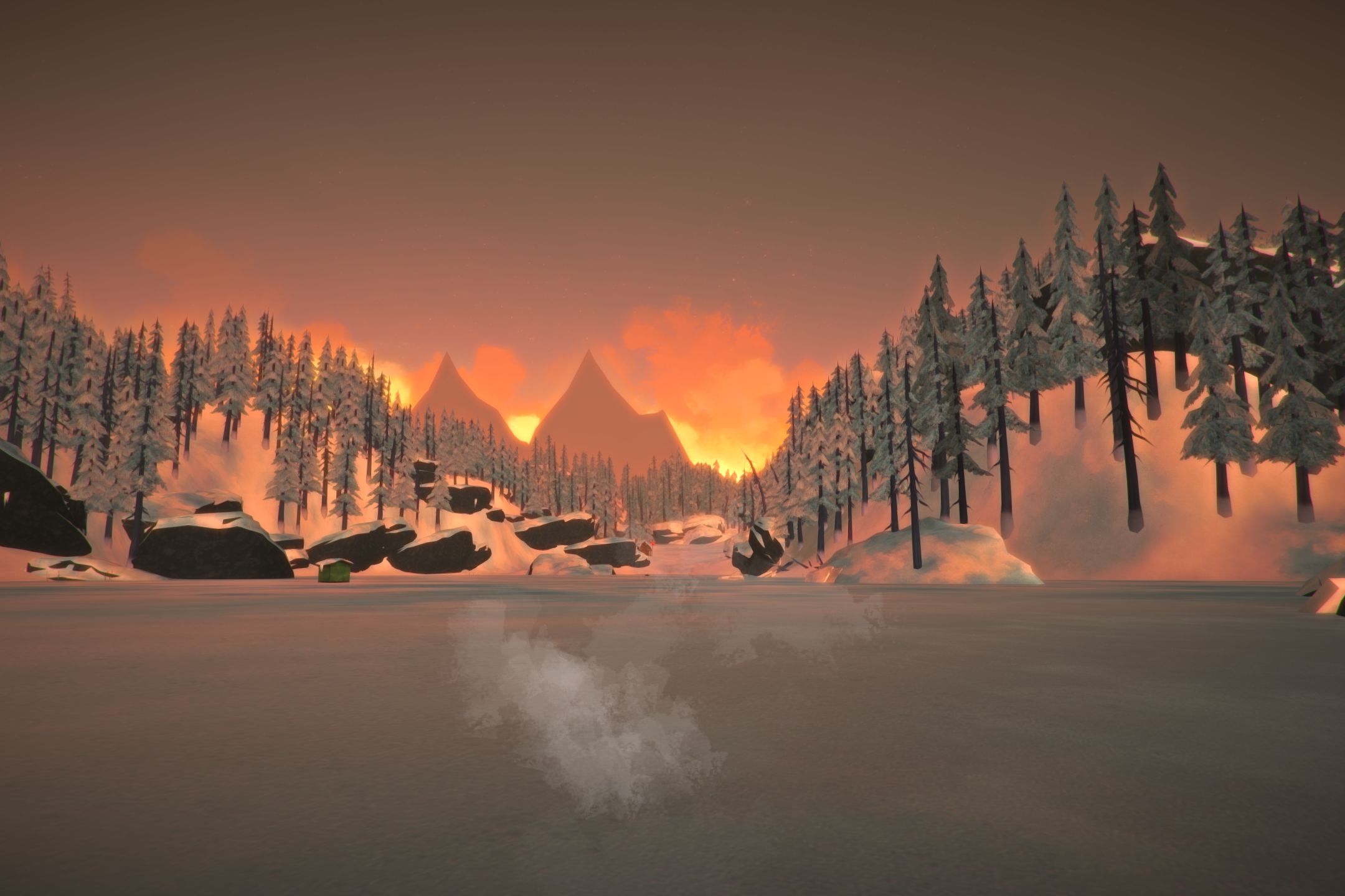 Download mobile wallpaper Sunset, Mountain, Lake, Video Game, The Long Dark for free.