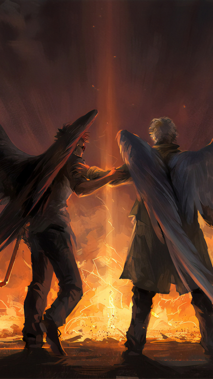 Download mobile wallpaper Wings, Angel, Tv Show, Good Omens for free.