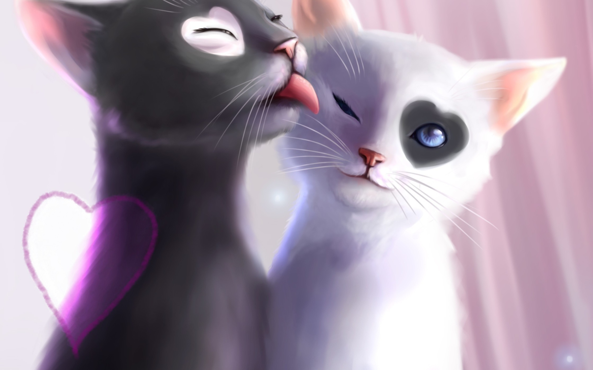 Laden Sie das Tiere, Katzen, Liebe, Katze, Herz, Romantisch-Bild kostenlos auf Ihren PC-Desktop herunter
