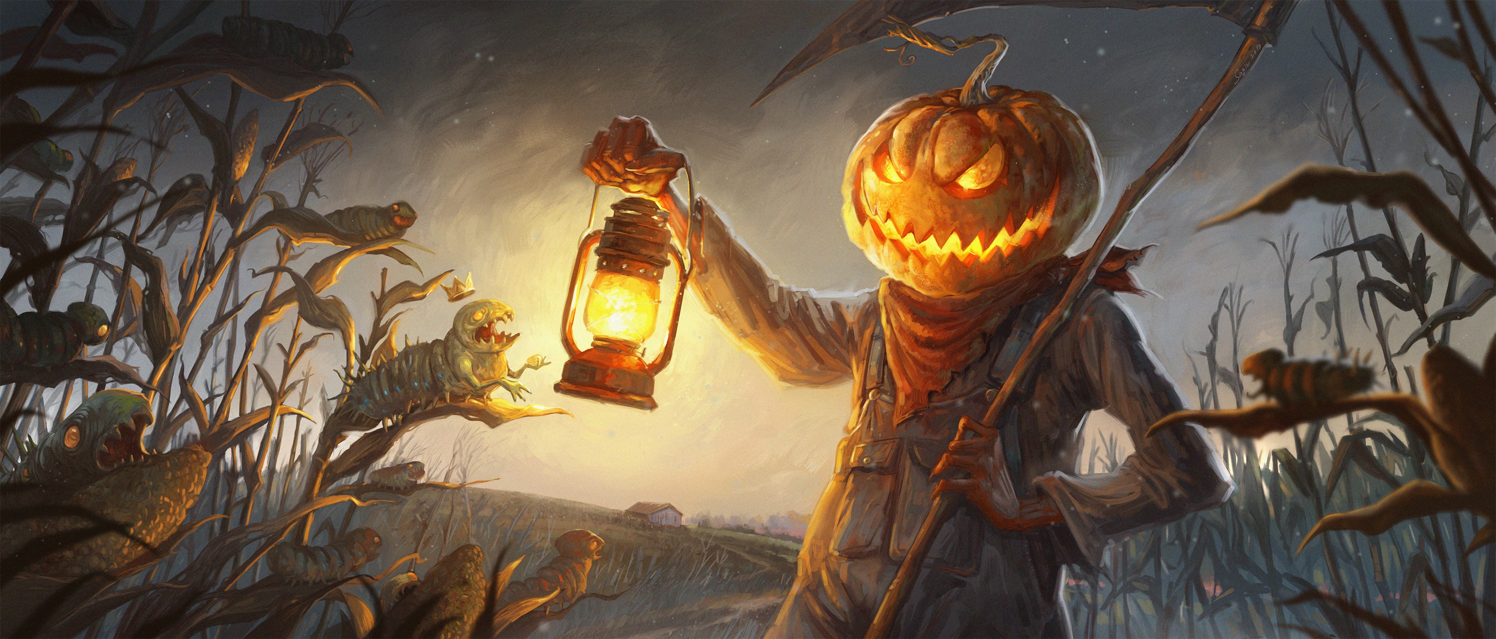 Download mobile wallpaper Halloween, Holiday, Lantern, Creepy for free.