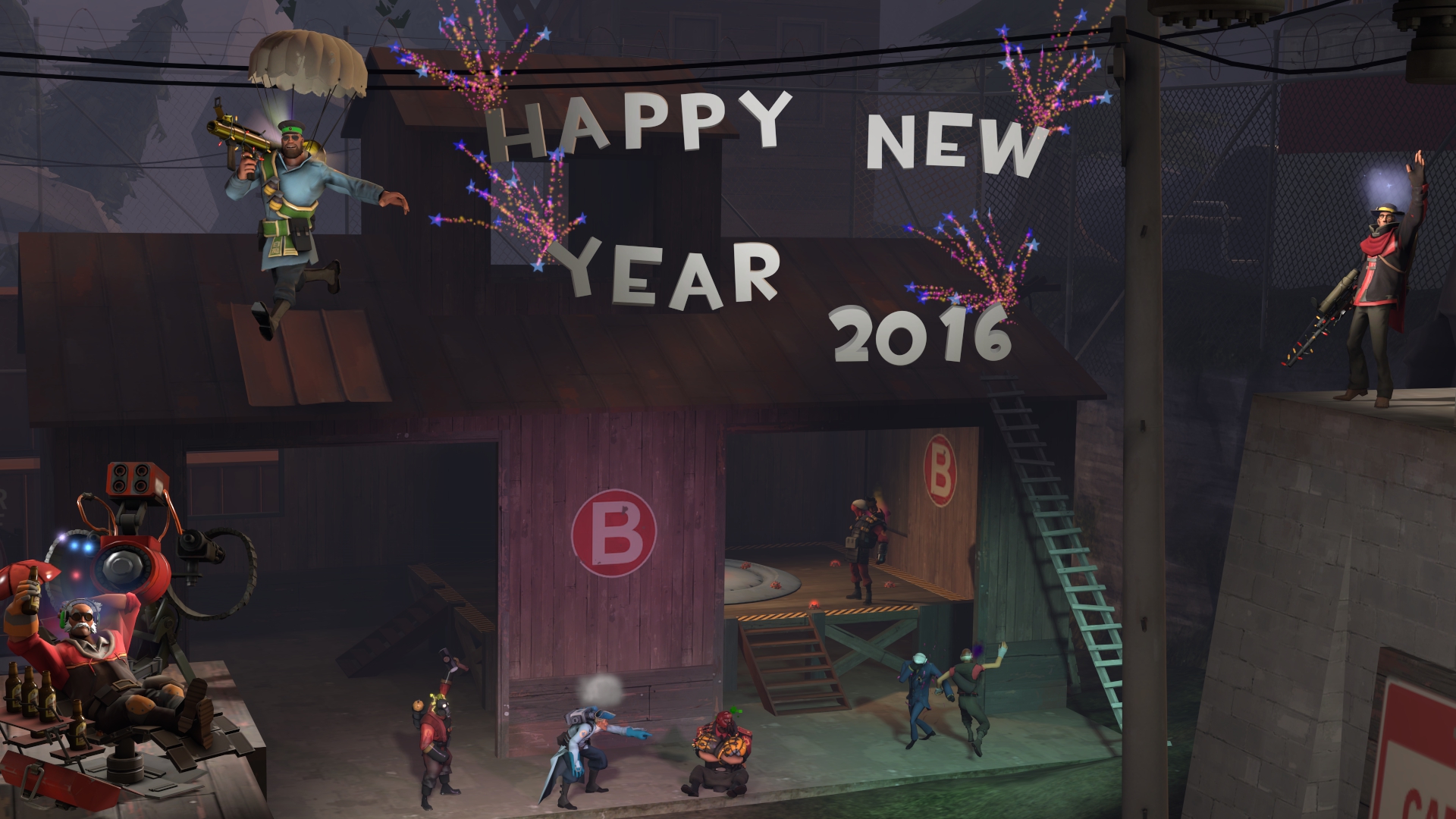 Download mobile wallpaper New Year, Team Fortress 2, Video Game, Team Fortress for free.