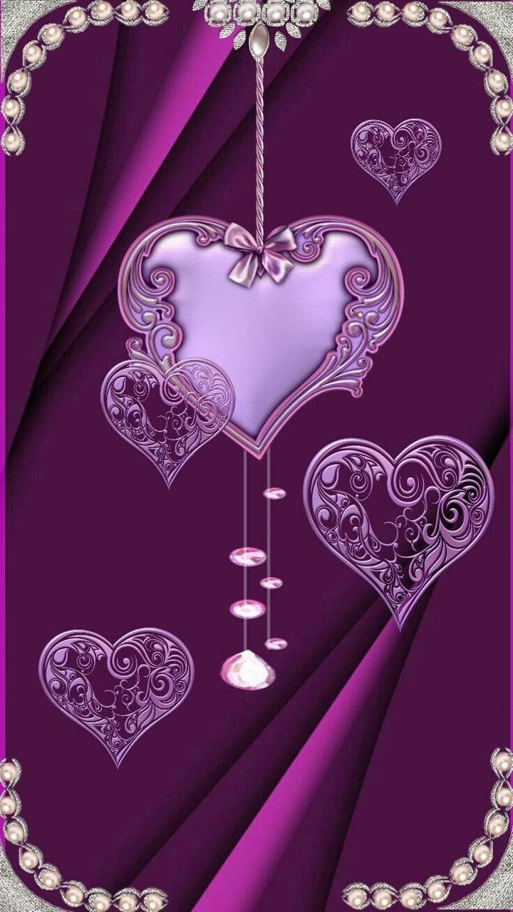 Download mobile wallpaper Purple, Heart, Artistic, Pearl for free.