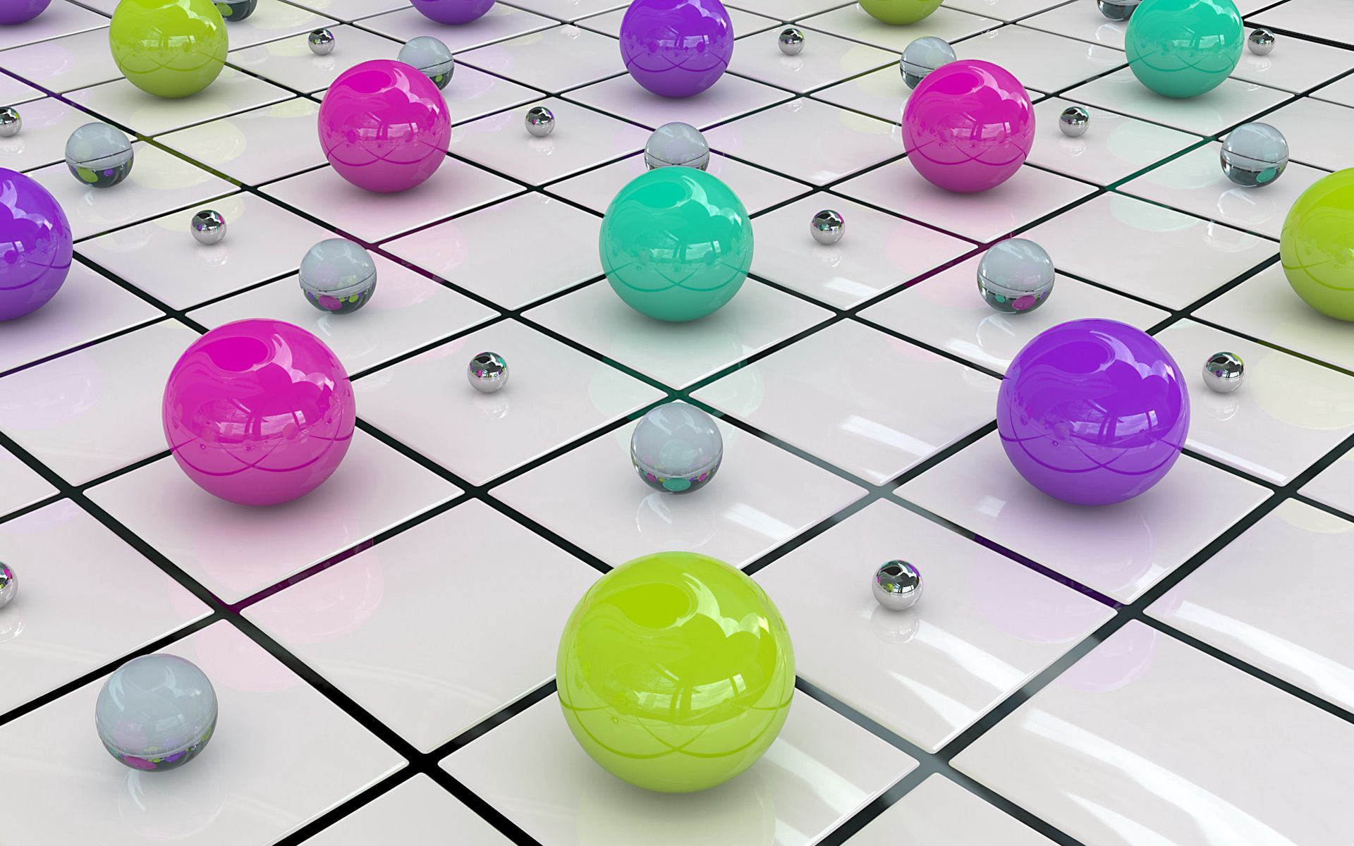 Download mobile wallpaper Motley, Surface, Multicolored, Glass, Balls, 3D for free.