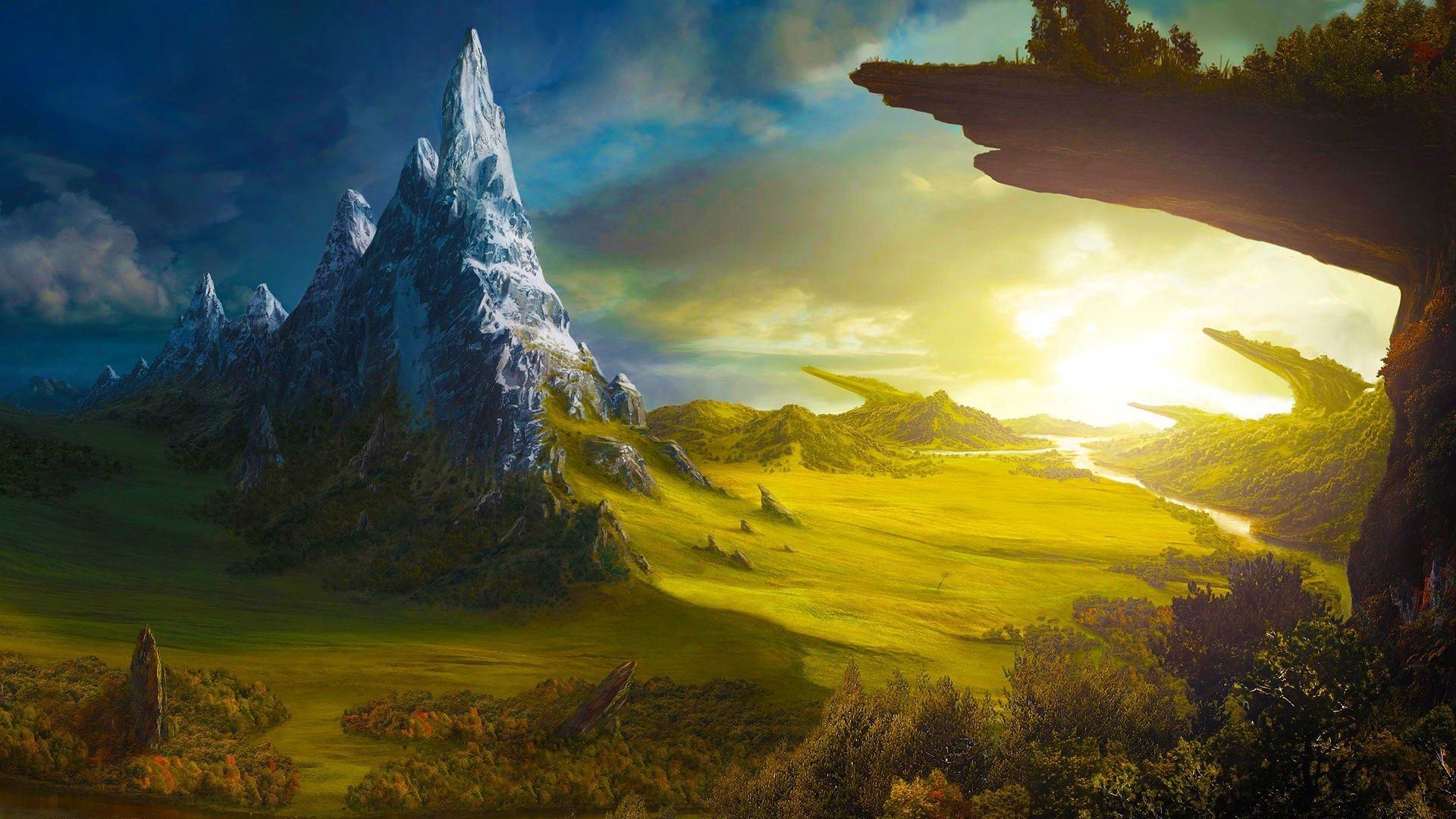 Free download wallpaper Landscape, Fantasy, Mountain, Peak on your PC desktop
