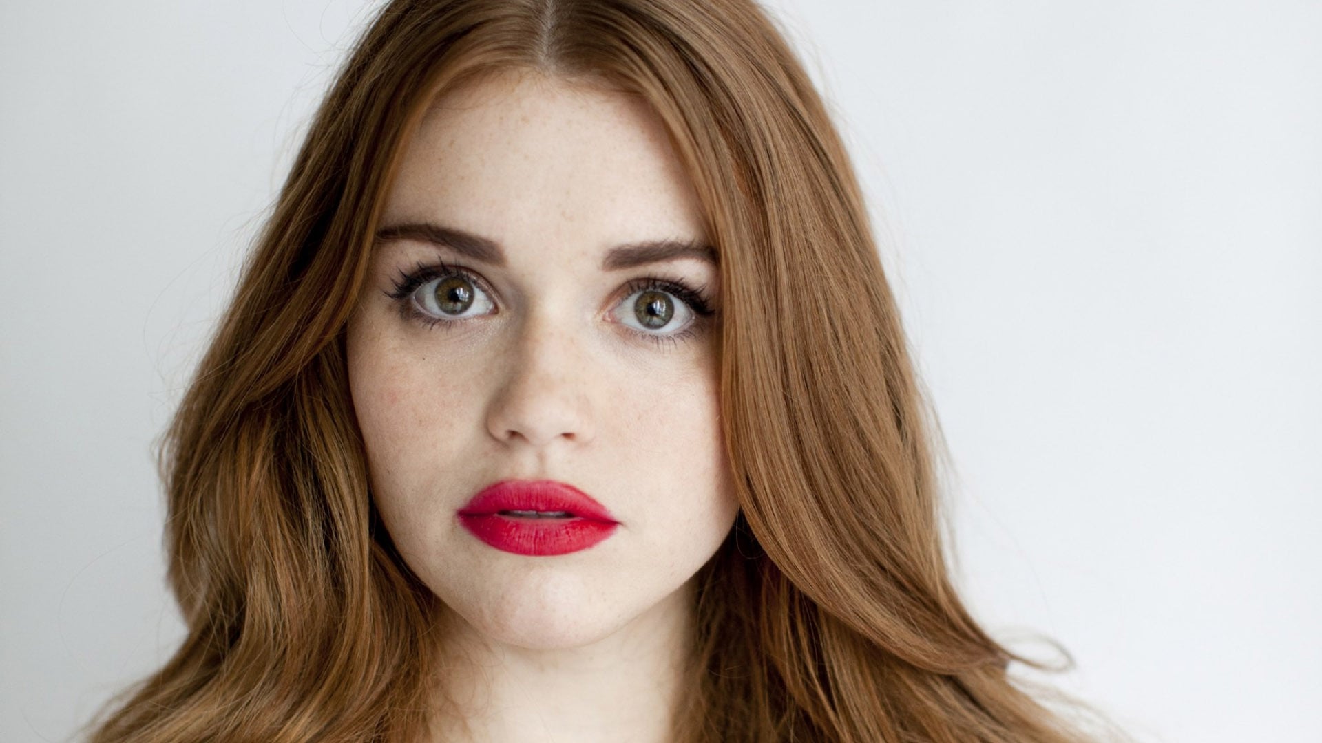 celebrity, holland roden, actress, face, green eyes, lipstick, redhead