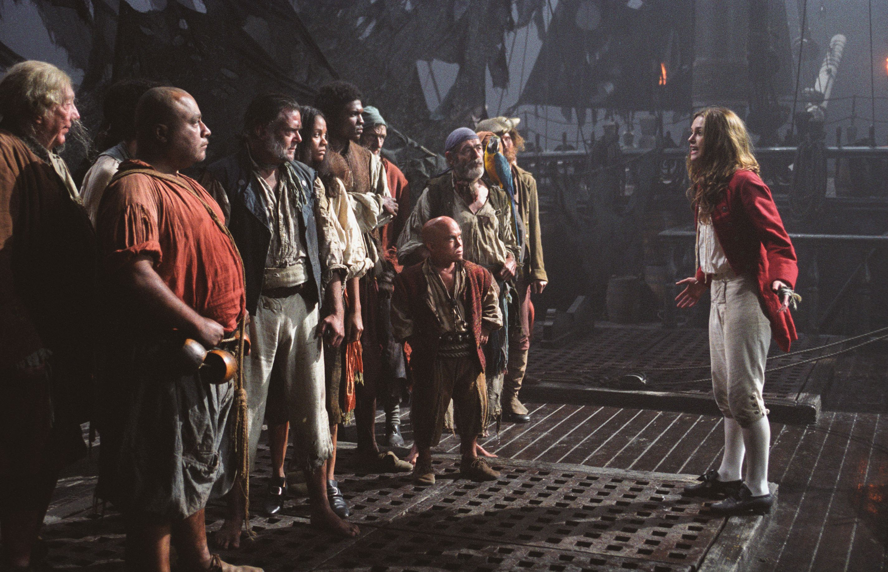 pirates of the caribbean: the curse of the black pearl, movie, elizabeth swann, joshamee gibbs, keira knightley, kevin mcnally, pirates of the caribbean